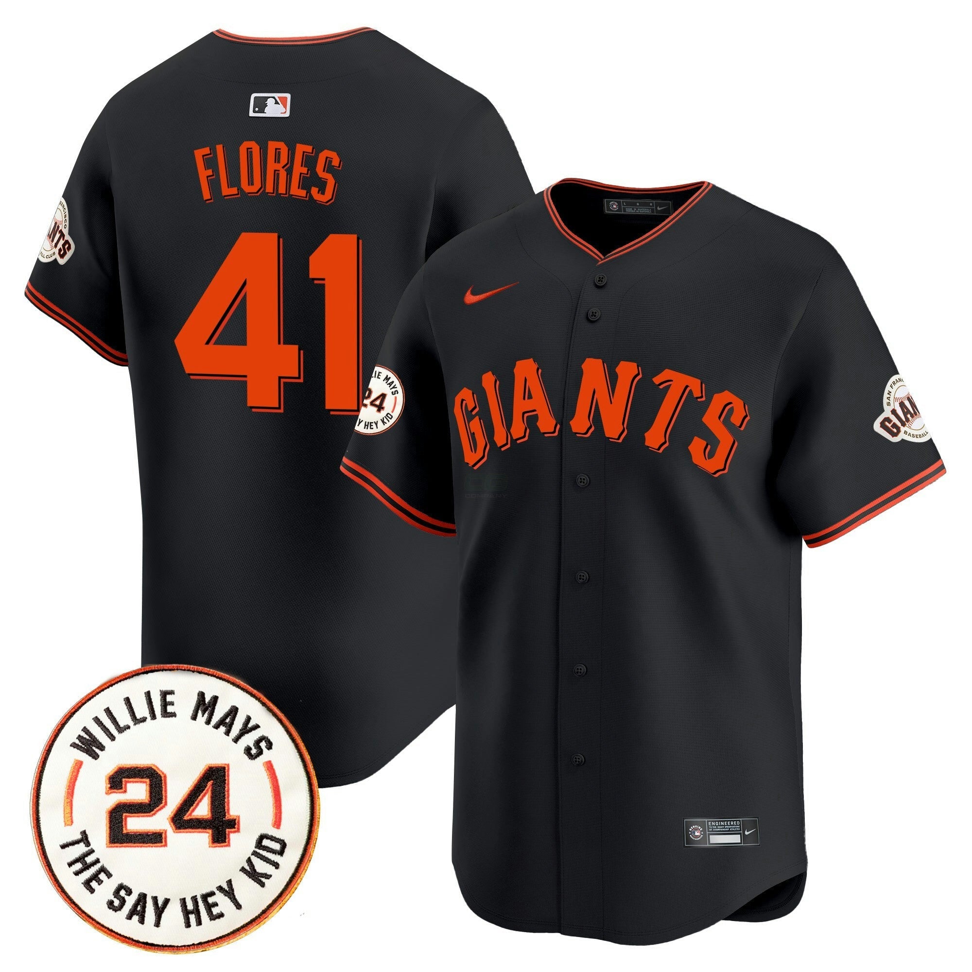 Camisa MLB Men’s San Francisco 2025 Willie Mays Patch Vapor Premier Limited Jersey