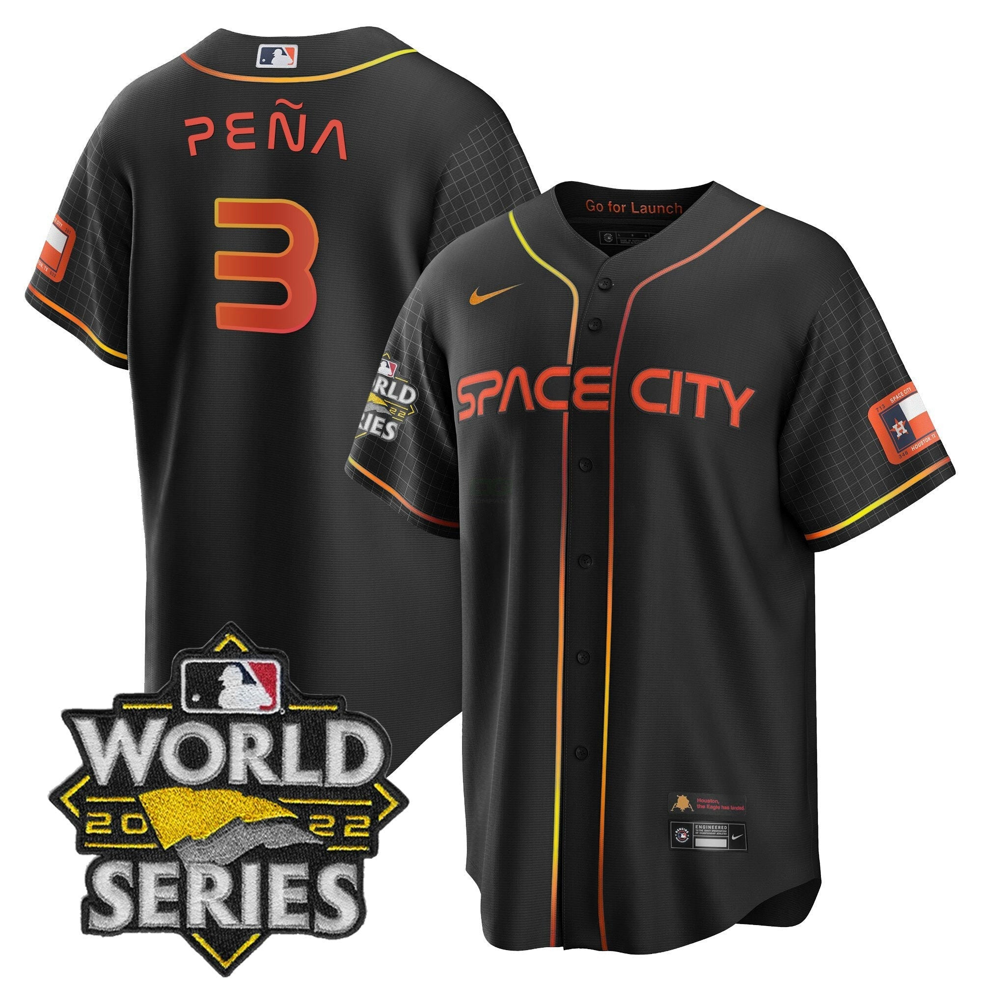 Camisa MLB Men’s Space City Preta & Branca Jersey