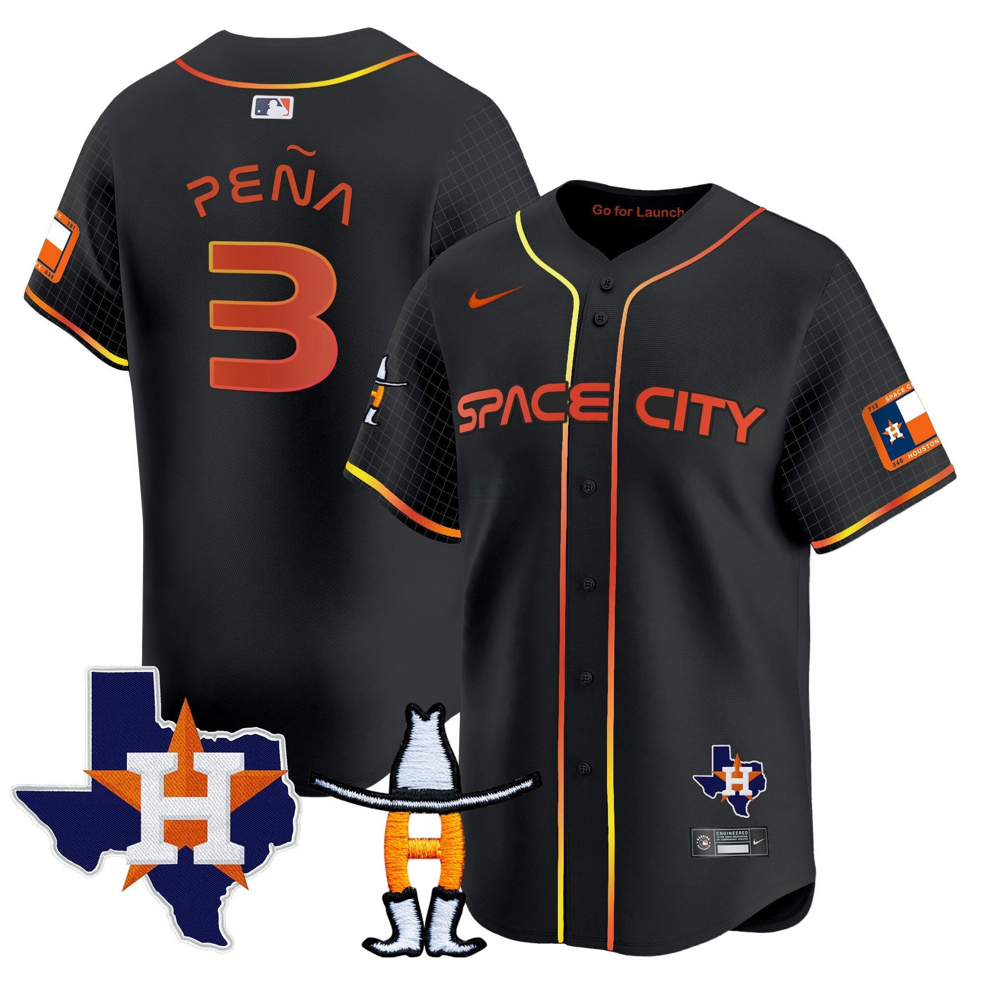 Camisa MLB Men’s Space City Texas Patch Vapor Premier Limited Jersey