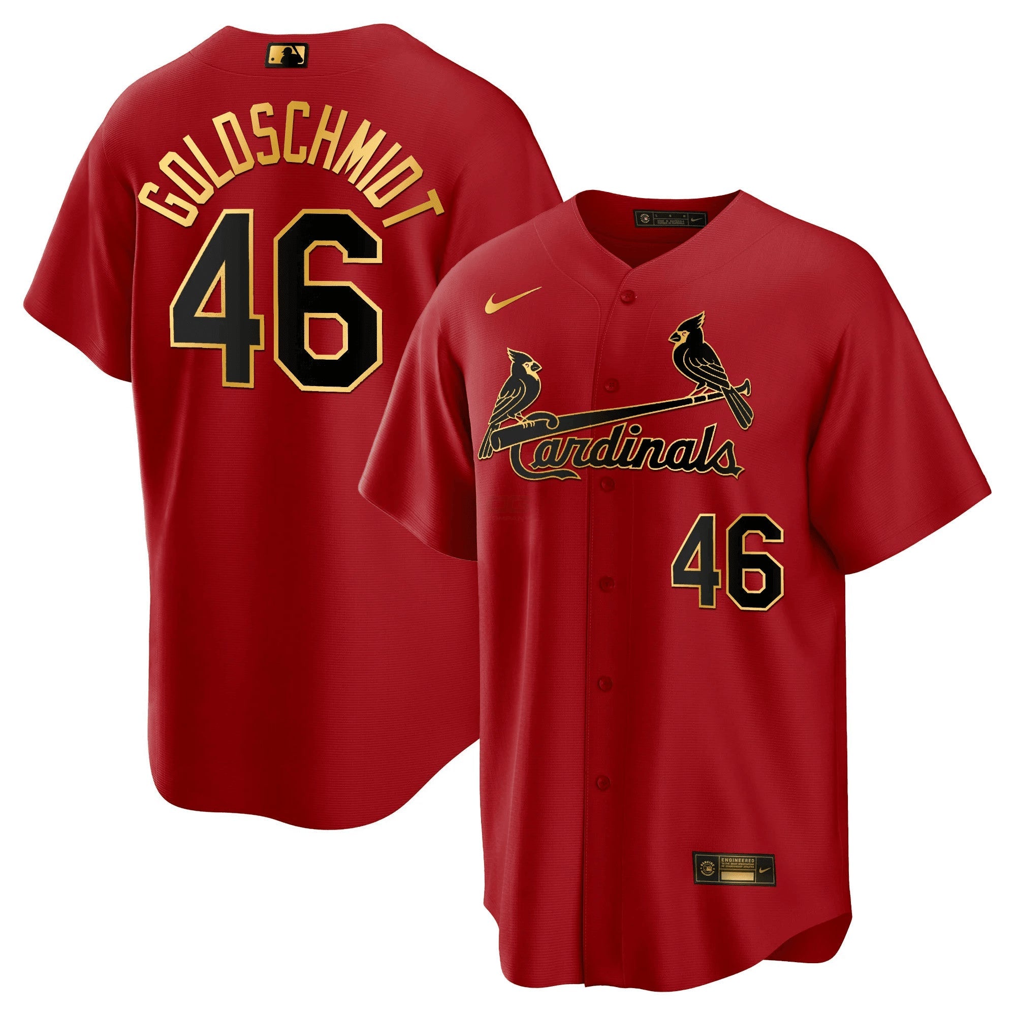 Camisa MLB Men’s St. Louis Cool Base Dourada Trim Jersey