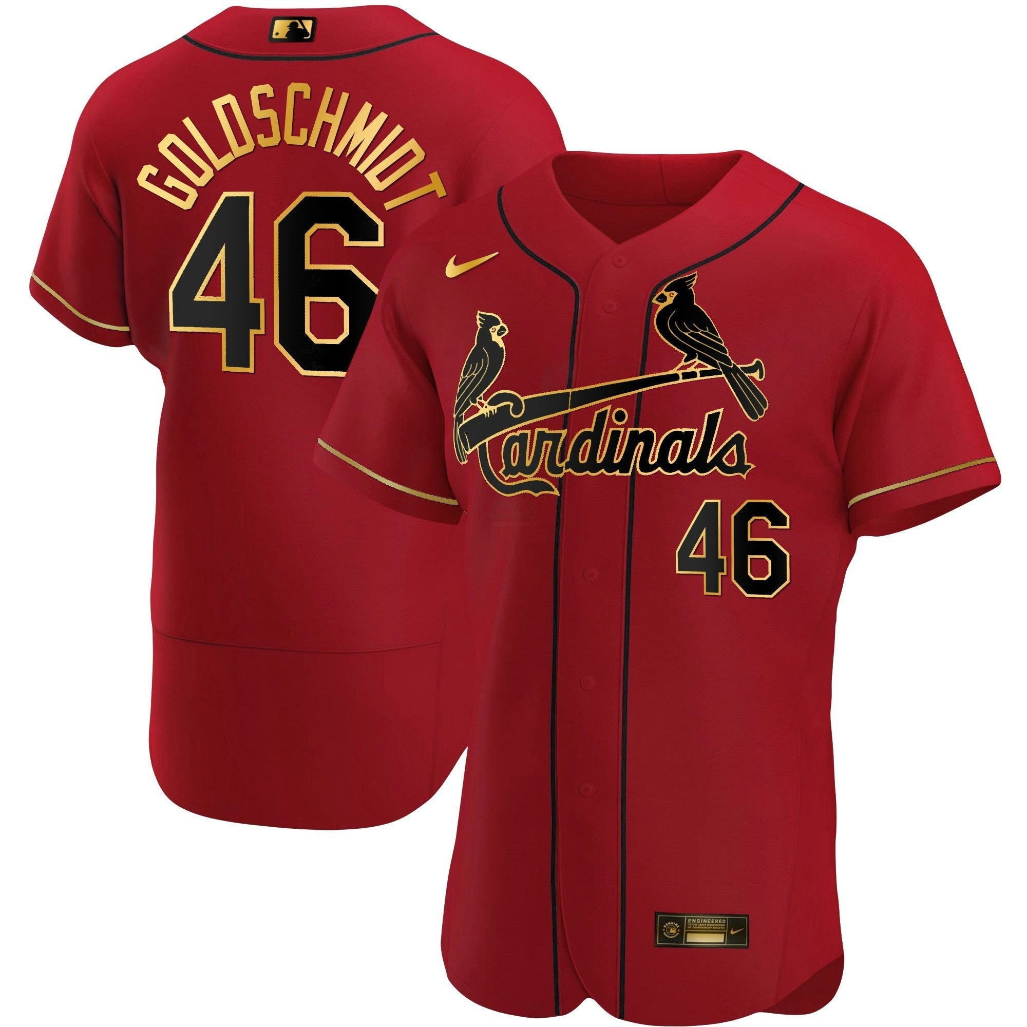 Camisa MLB Men’s St. Louis Flex Base Dourada Trim Jersey