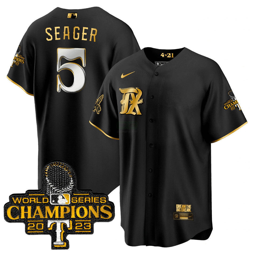 Camisa MLB Men’s Texas 2023 World Series Champions City Connect Cool Dourada Jersey V2