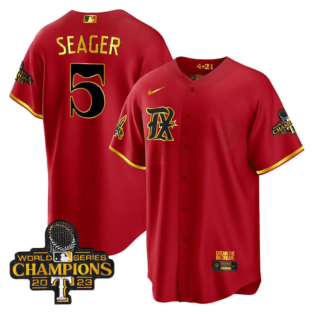 Camisa MLB Men’s Texas 2023 World Series Champions City Connect Cool Dourada Jersey V2
