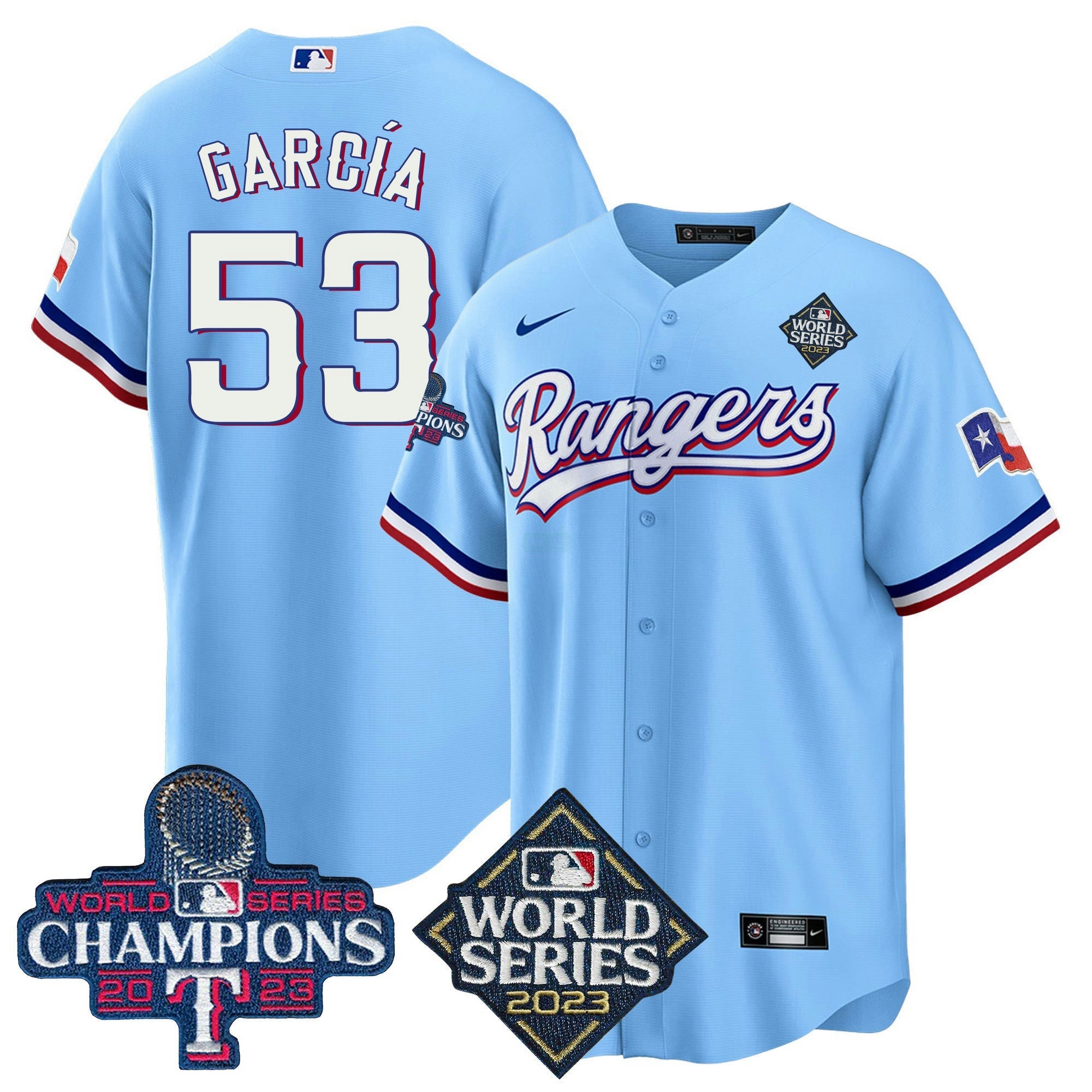 Camisa MLB Men’s Texas 2023 World Series Champions Cool Base Jersey V4