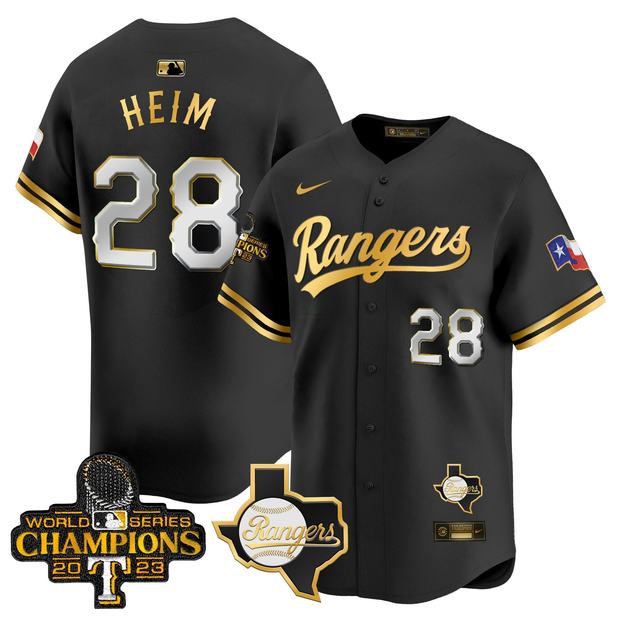 Camisa MLB Men’s Texas 2023 World Series Champions Dourada Trim Vapor Premier Limited Jersey V2