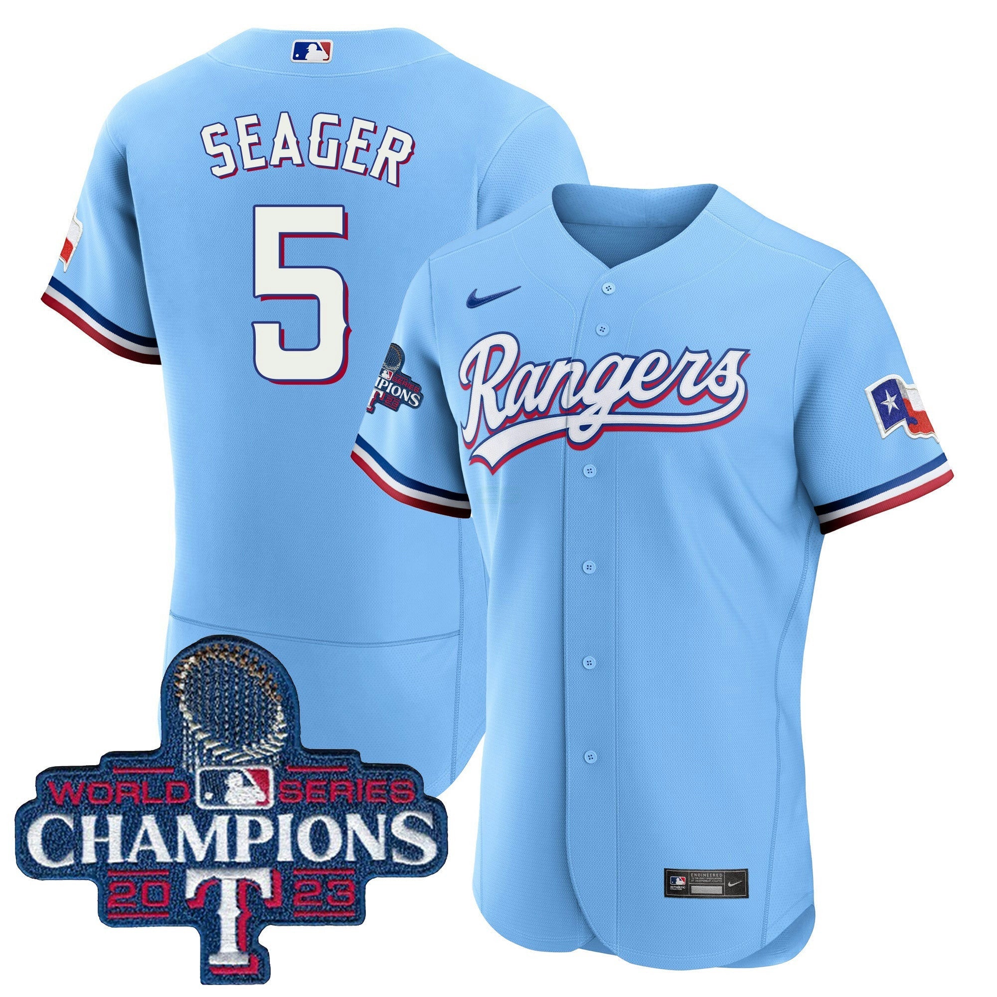 Camisa MLB Men’s Texas 2023 World Series Champions Flex Base Jersey