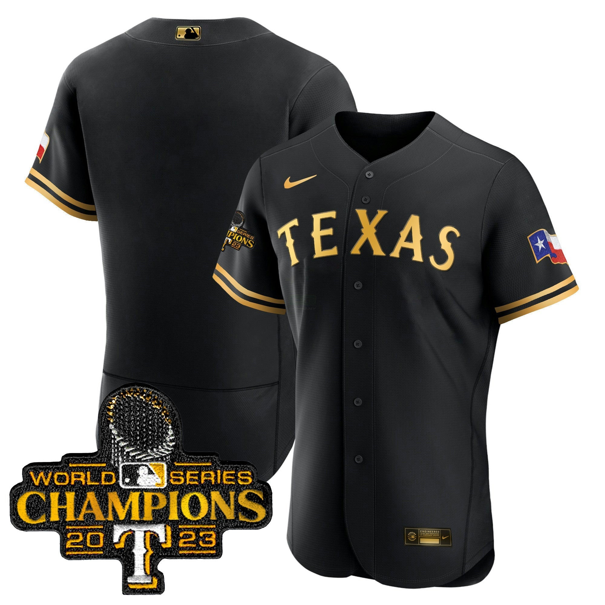 Camisa MLB Men’s Texas 2023 World Series Champions Flex Base Jersey