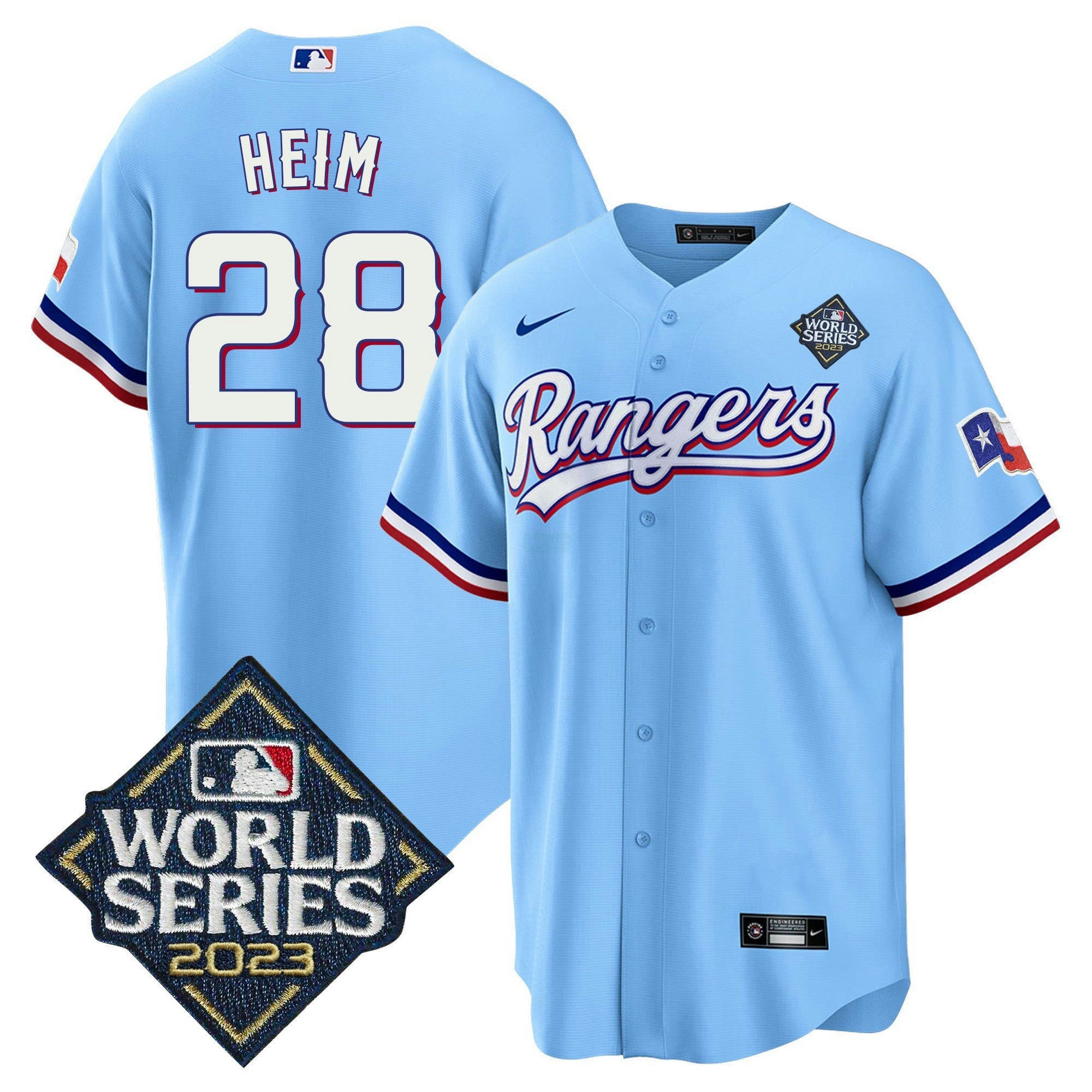 Camisa MLB Men’s Texas 2023 World Series Cool Base Jersey