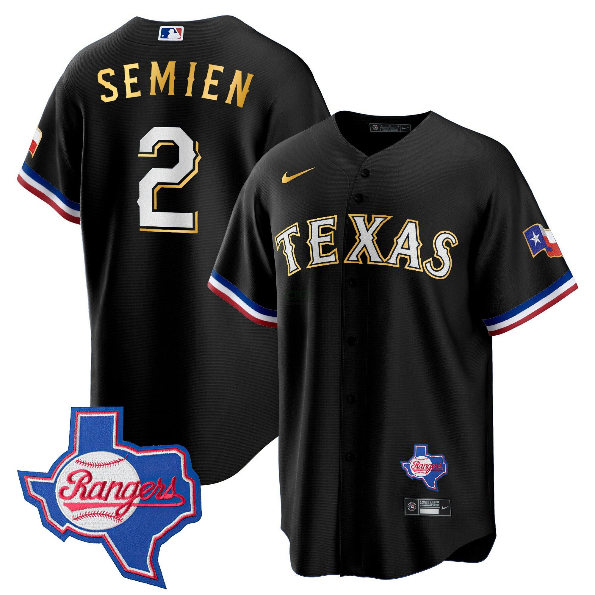 Camisa MLB Men’s Texas Gold Trim Cool Base Jersey – Texas Patch