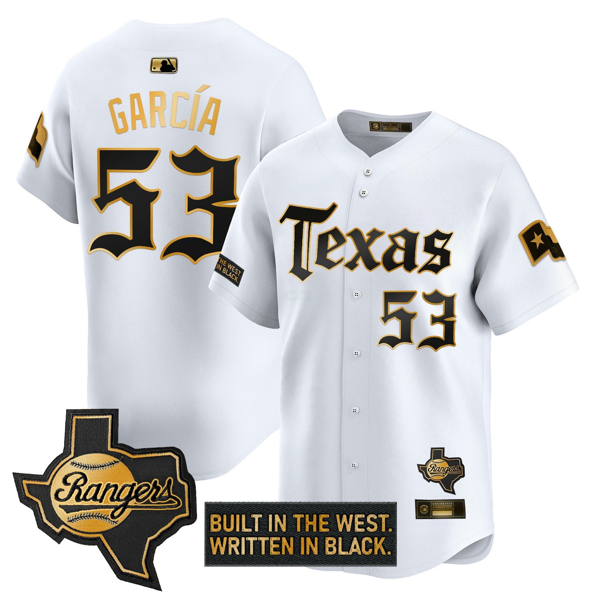 Camisa MLB Men’s Texas ‘Gothic Frontier Edition’ Dourada Vapor Premier Limited Jersey