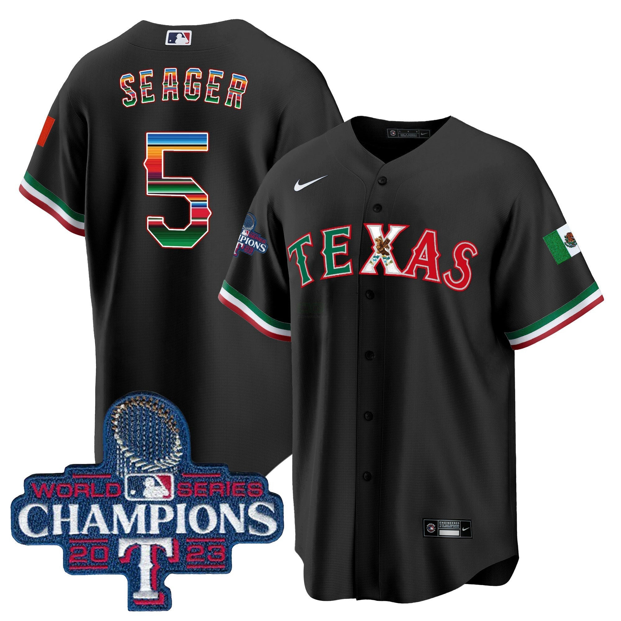 Camisa MLB Men’s Texas Mexico 2023 World Series Champions Jersey V2