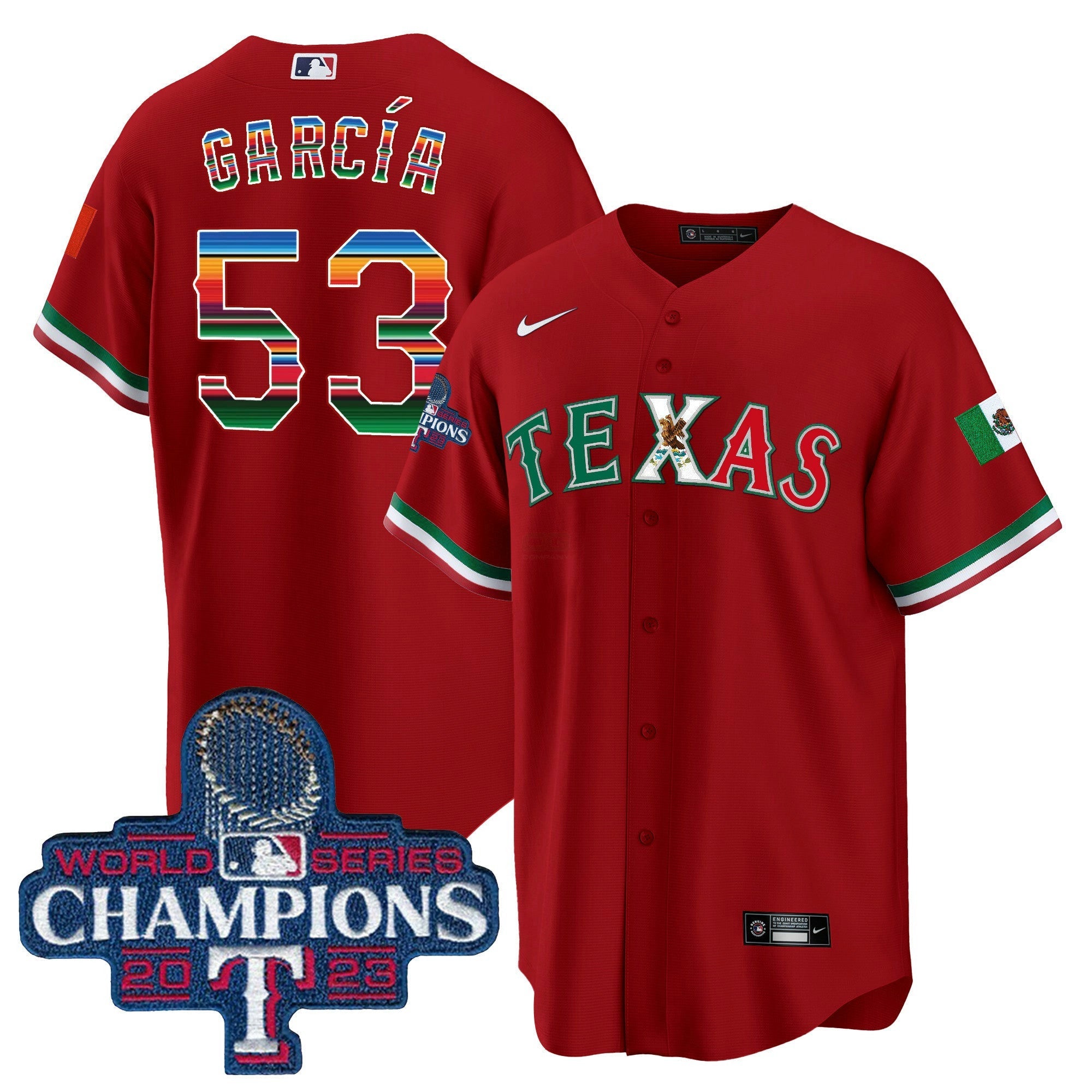 Camisa MLB Men’s Texas Mexico 2023 World Series Champions Jersey V2