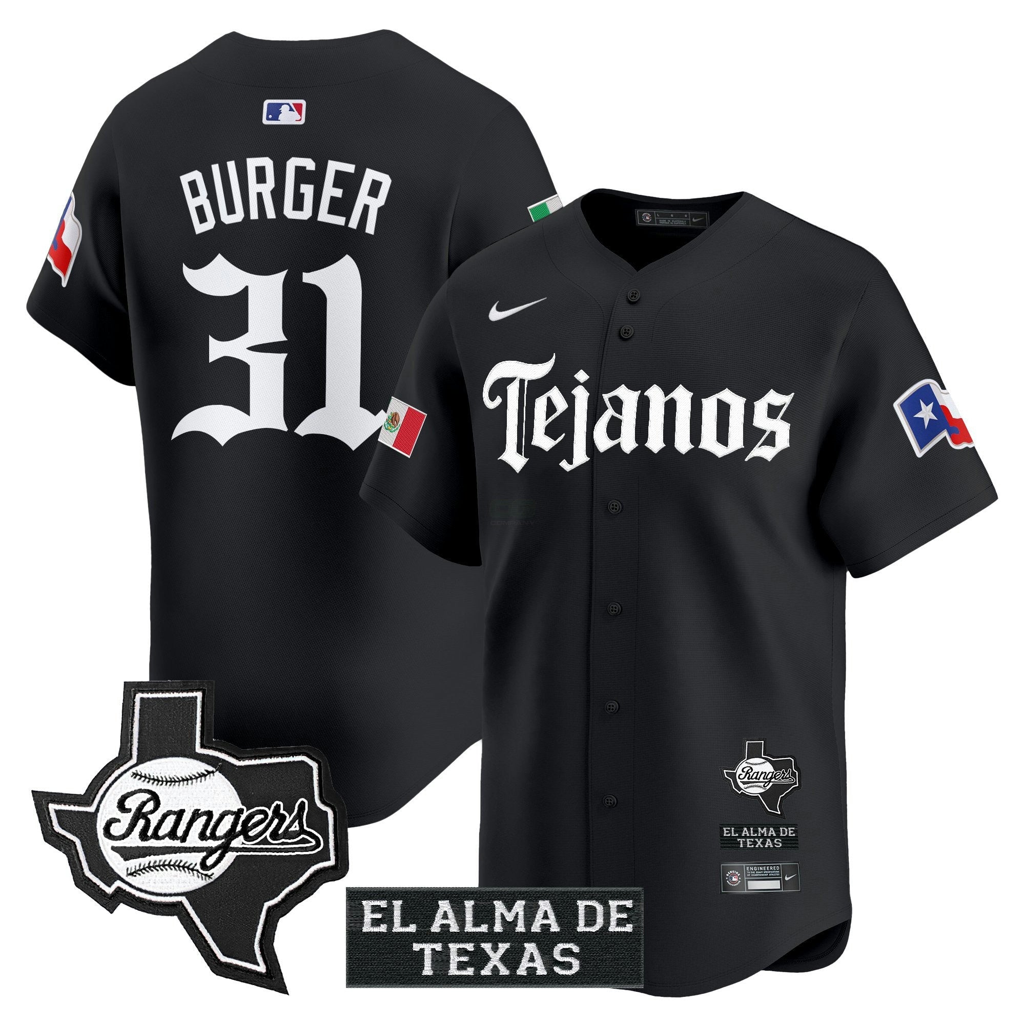Camisa MLB Men’s Texas Mexico Tejano Barrio Style Vapor Premier Limited Jersey
