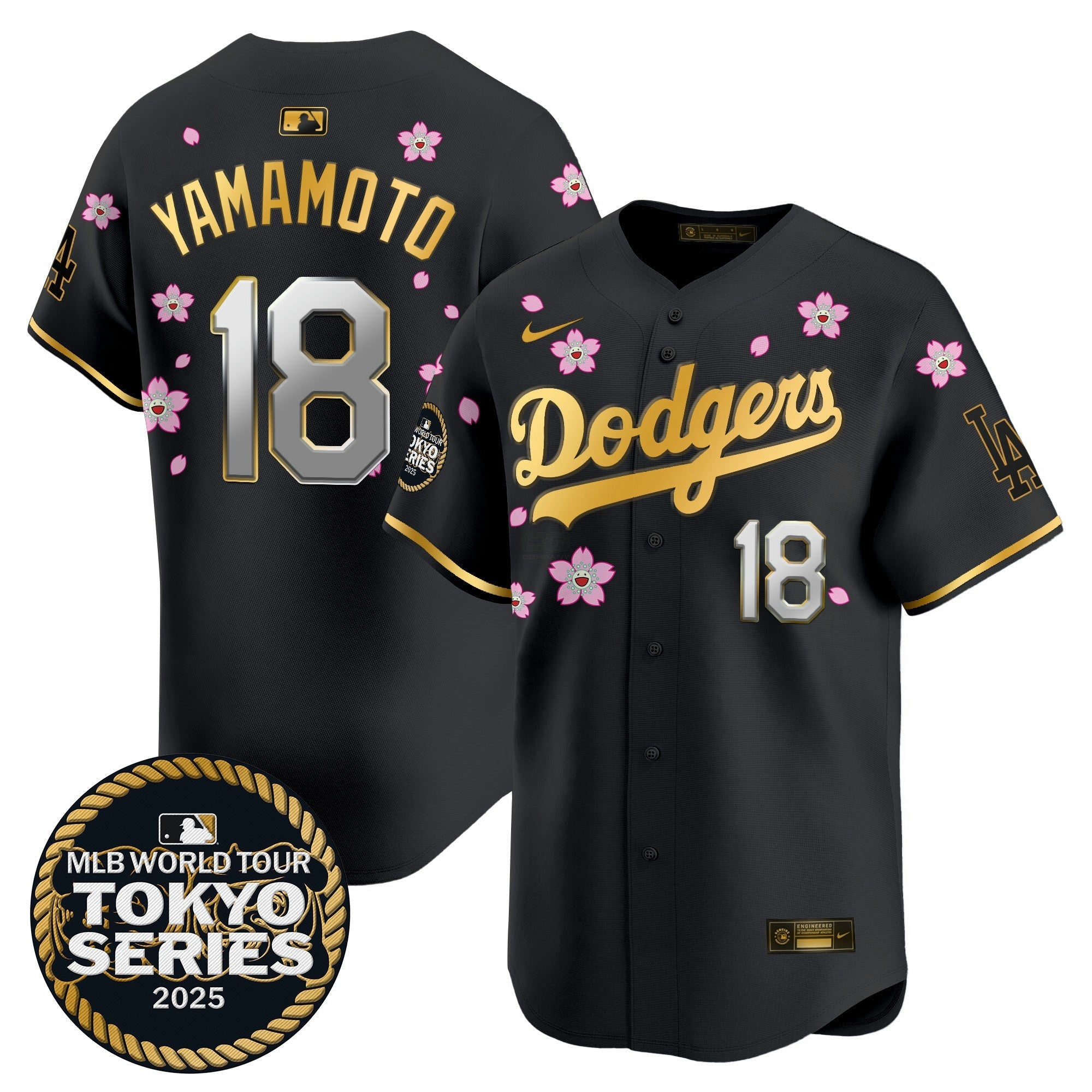 Camisa MLB Men’s Tokyo Series 2025 Dourada Trim Vapor Premier Limited Jersey V2 – Stitched - Preta Dourada
