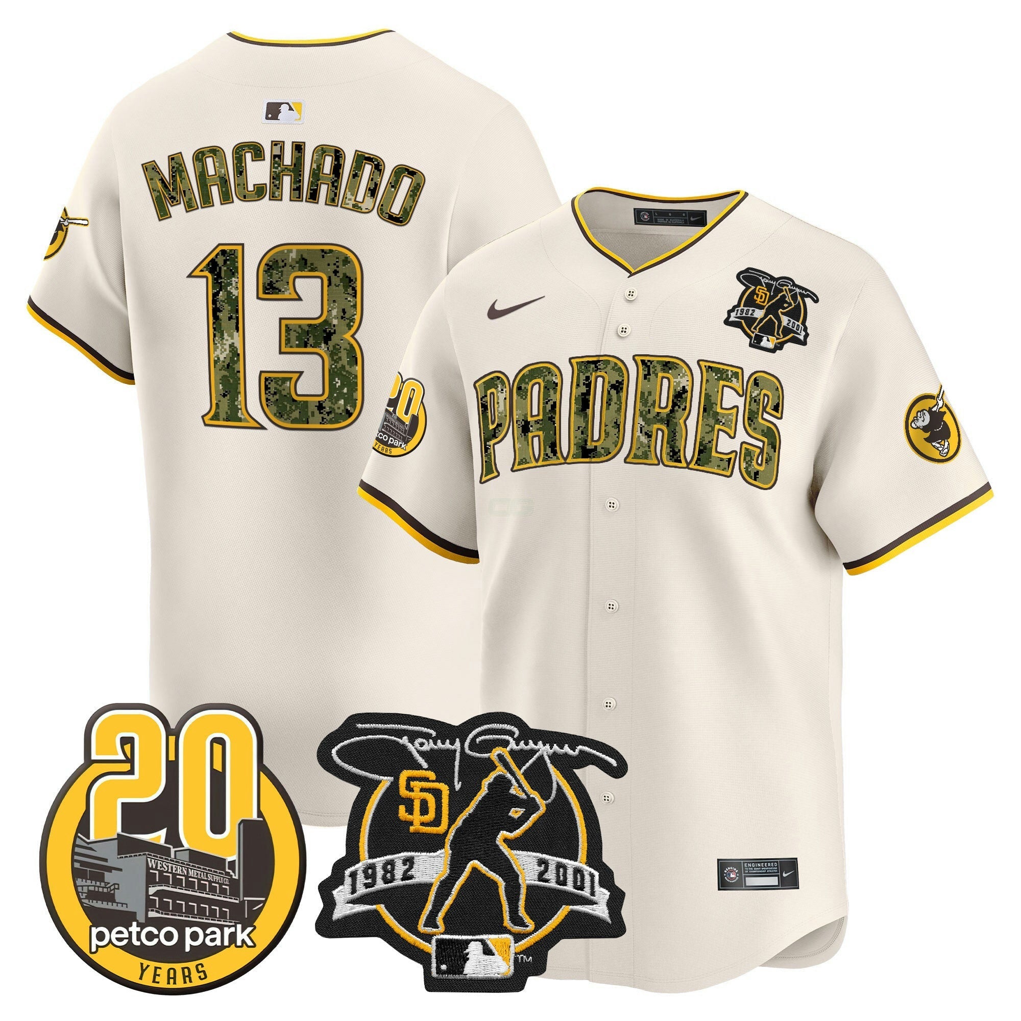 Camisa MLB Men’s Tony Gwynn & Petco Park 20th Patch USMC Vapor Premier Limited Jersey V2
