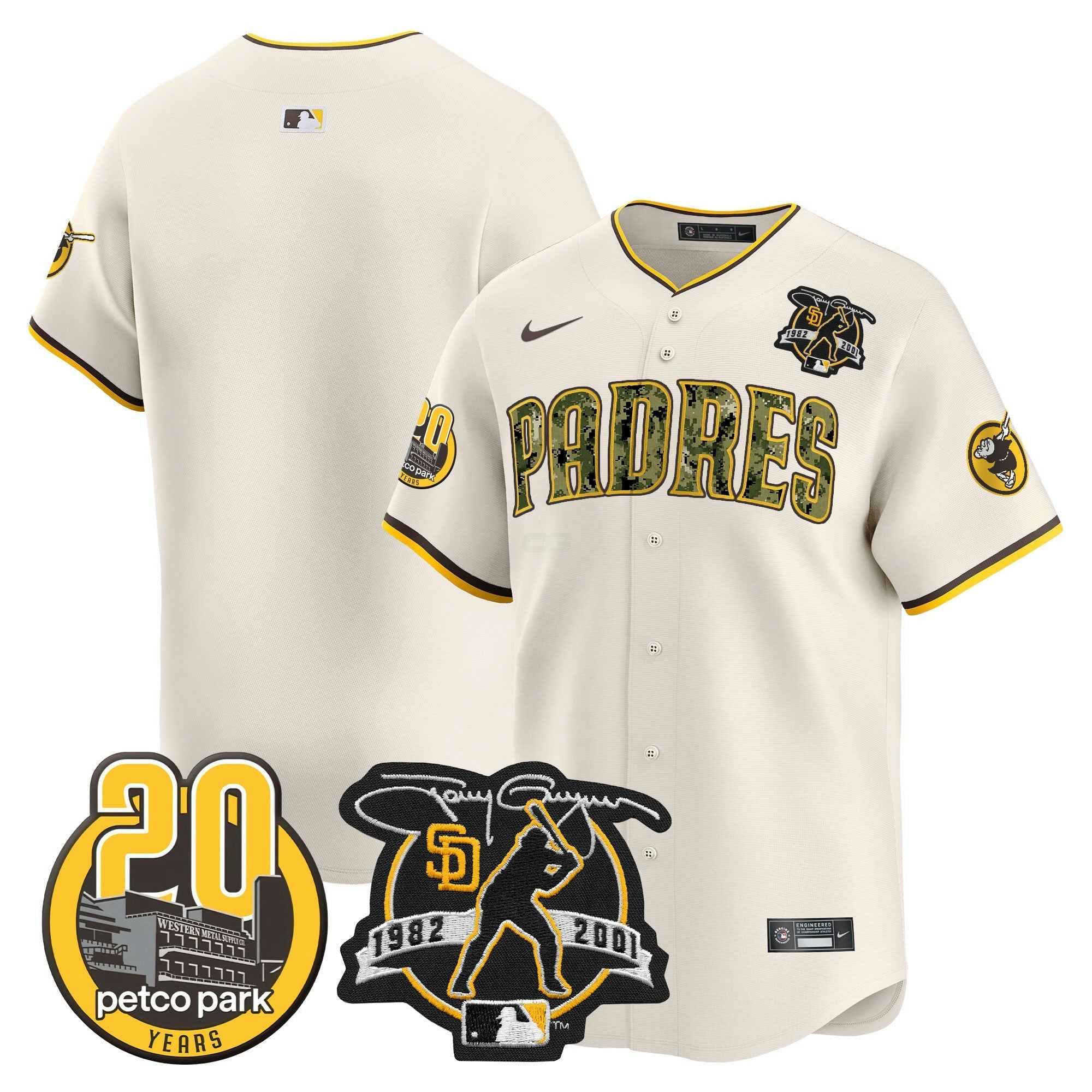 Camisa MLB Men’s Tony Gwynn & Petco Park 20th Patch USMC Vapor Premier Limited Jersey V2