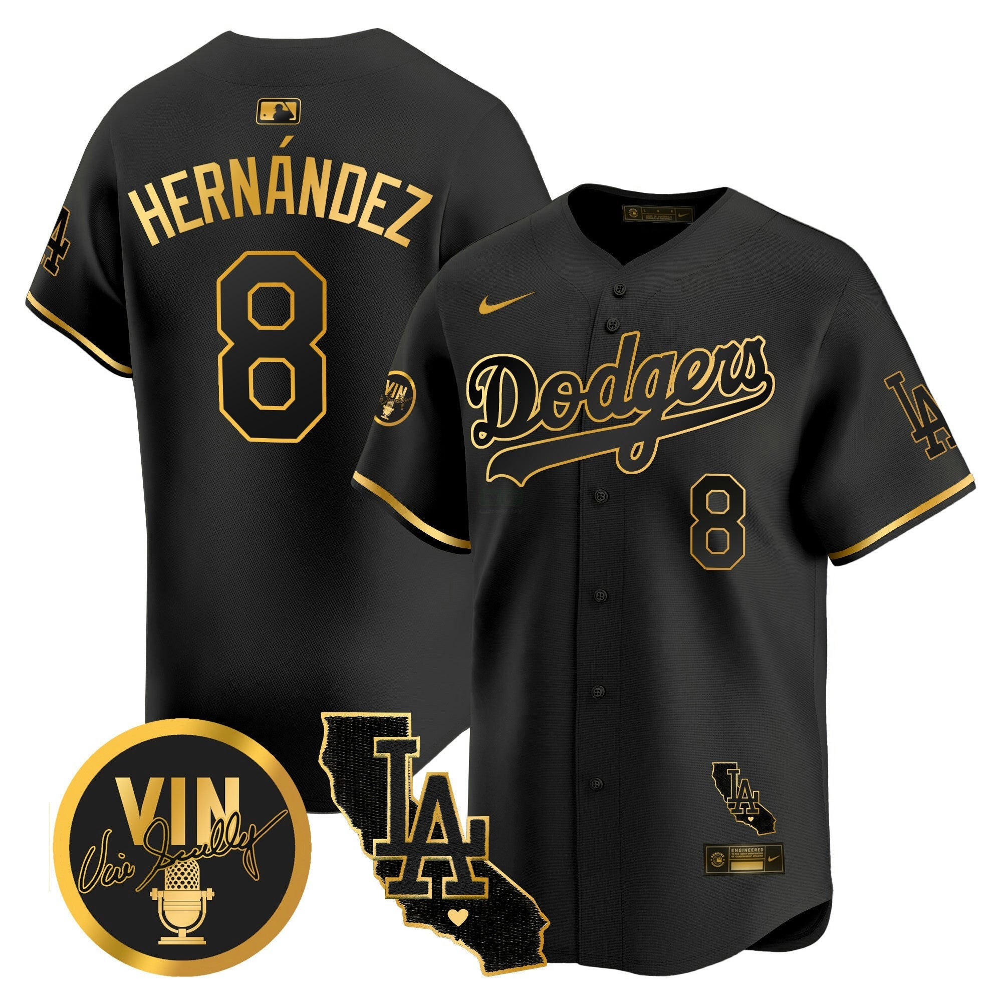 Camisa MLB Men’s Vin & California Patch Dourada Vapor Premier Limited Jersey