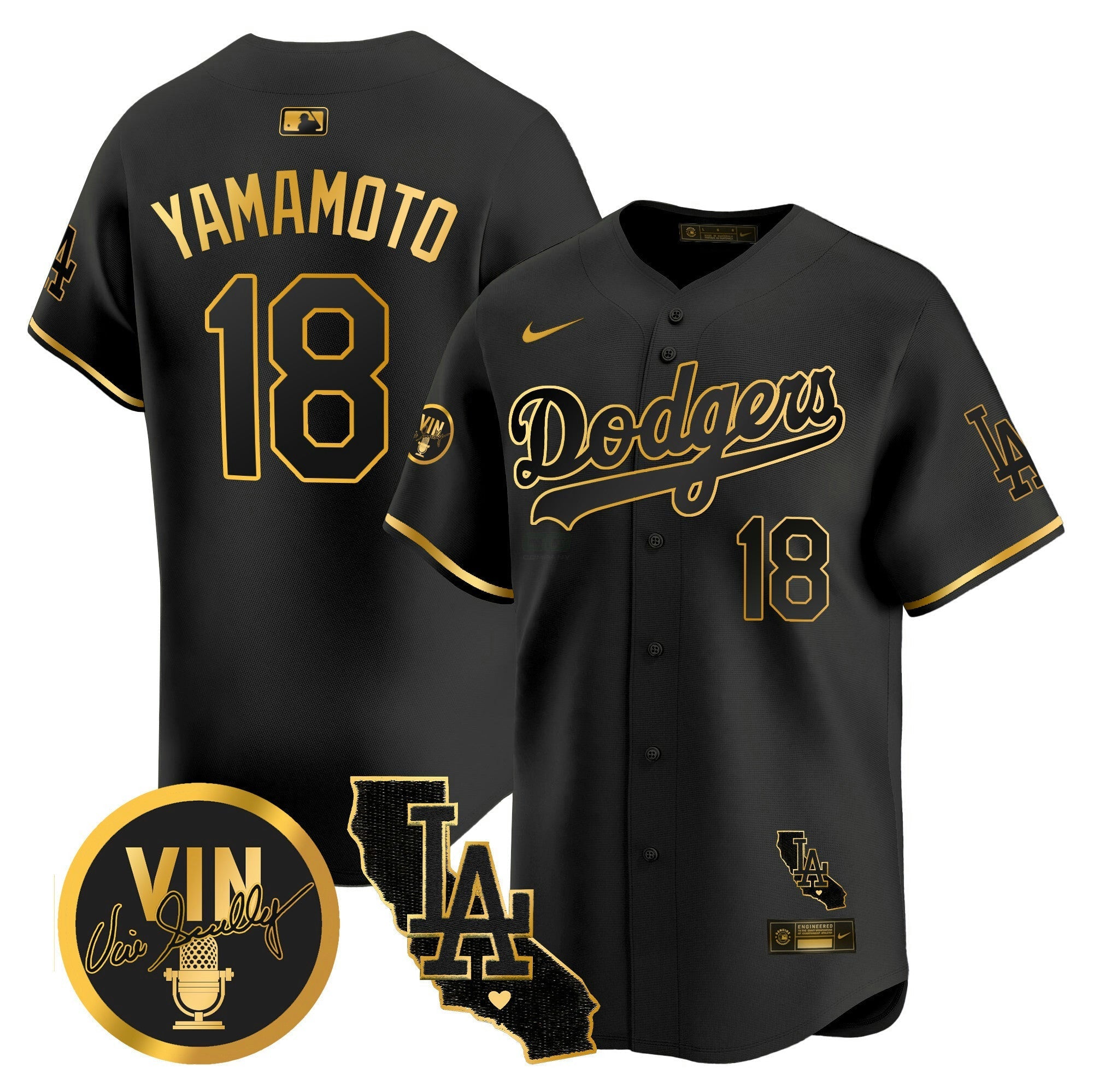Camisa MLB Men’s Vin & California Patch Dourada Vapor Premier Limited Jersey