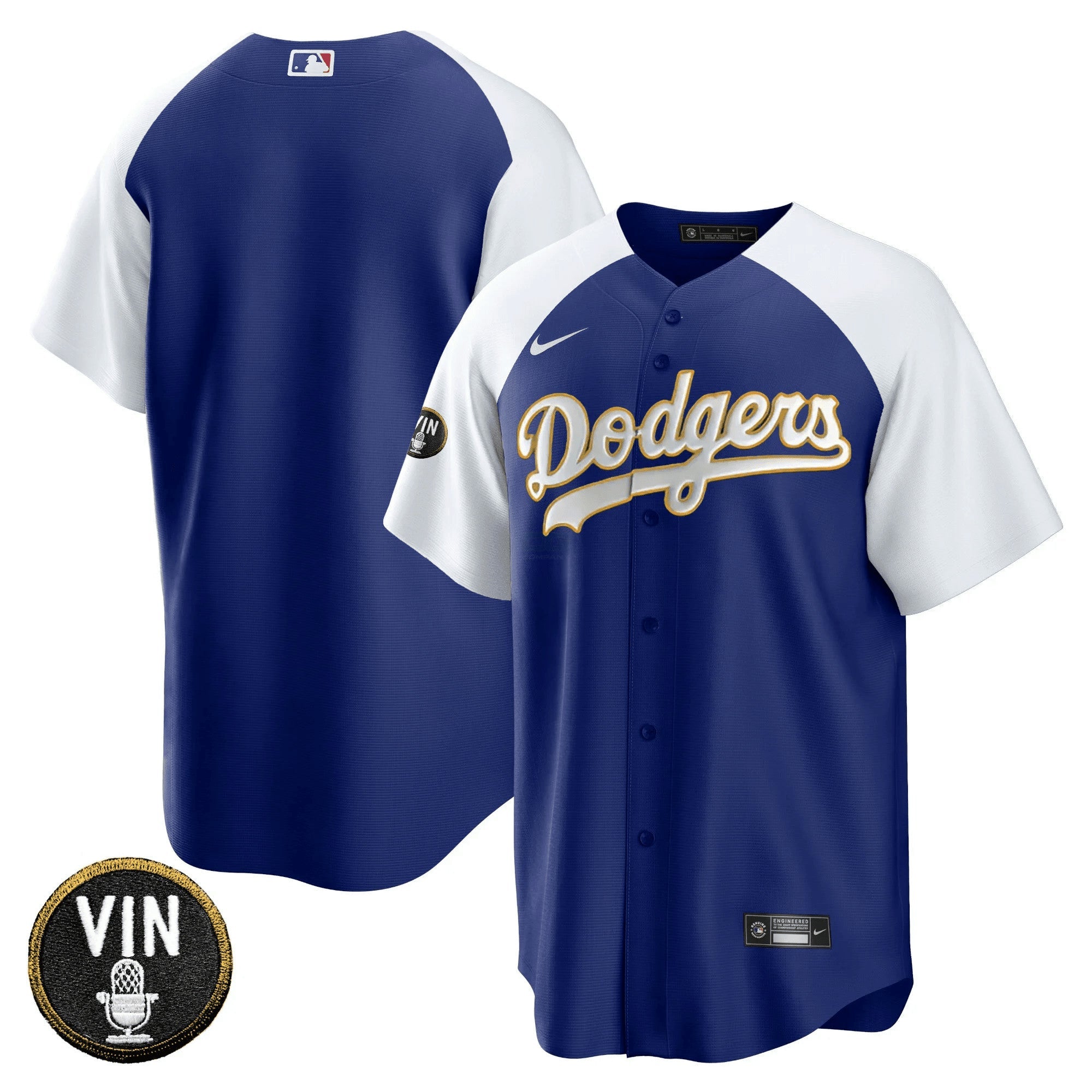 Camisa MLB Men’s Vin Scully Patch Cool Base Dourada Trim Jersey