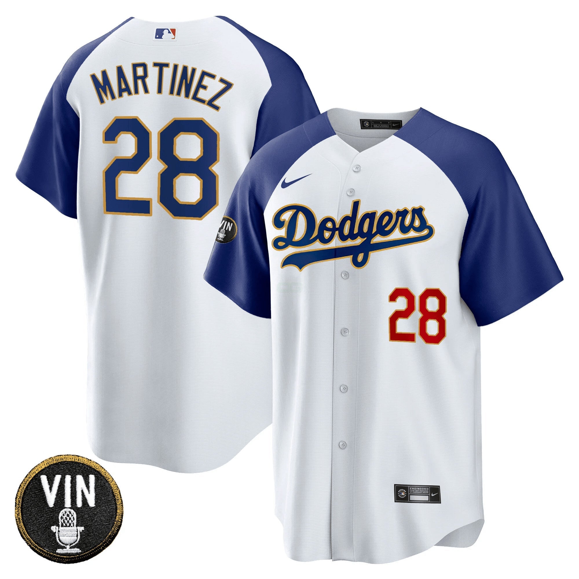 Camisa MLB Men’s Vin Scully Patch Cool Base Dourada Trim Jersey