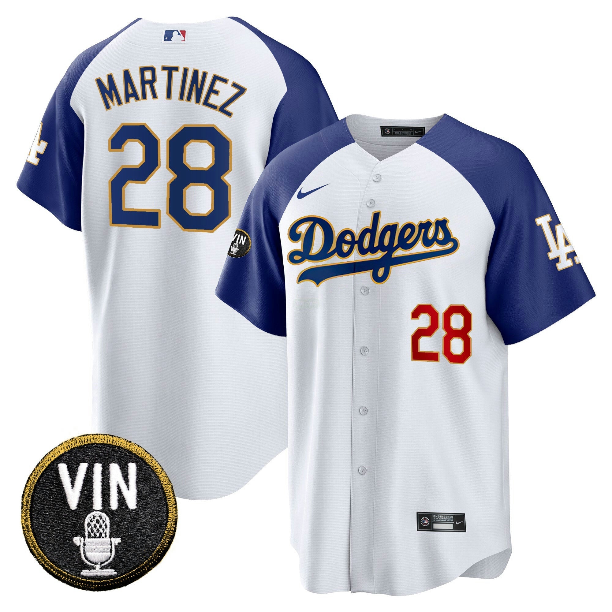 Camisa MLB Men’s Vin Scully Patch Cool Base Dourada Trim Jersey V2
