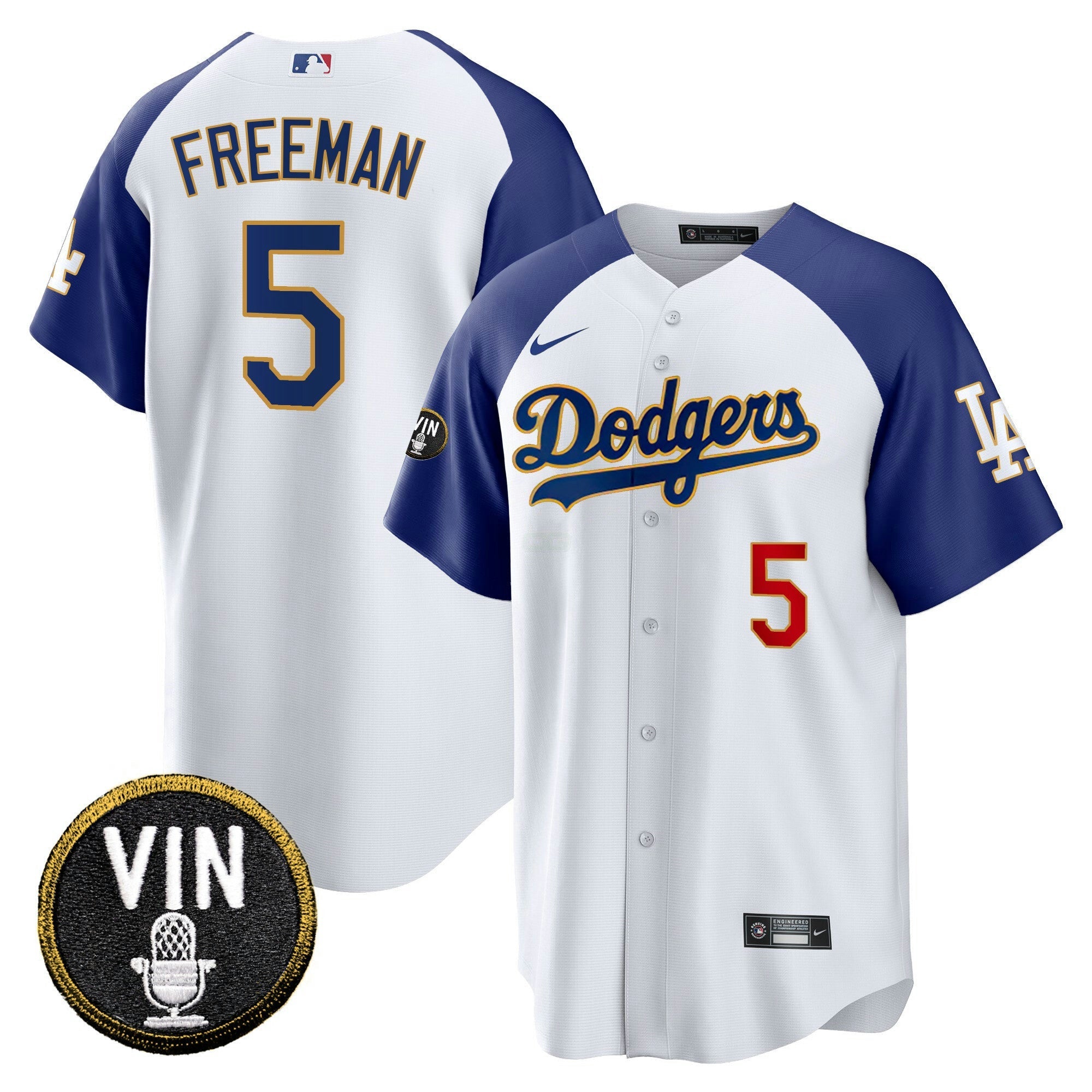 Camisa MLB Men’s Vin Scully Patch Cool Base Dourada Trim Jersey V2