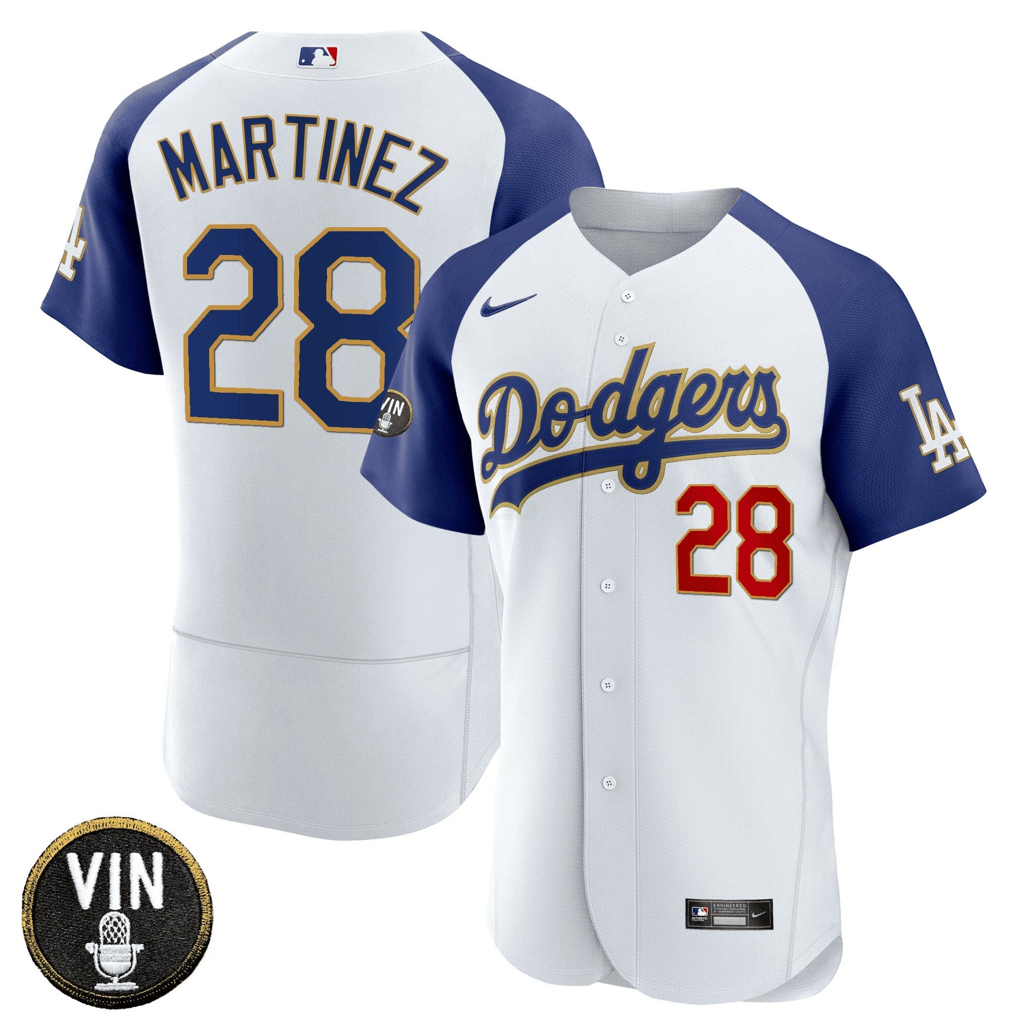 Camisa MLB Men’s Vin Scully Patch Flex Base Dourada Trim Jersey
