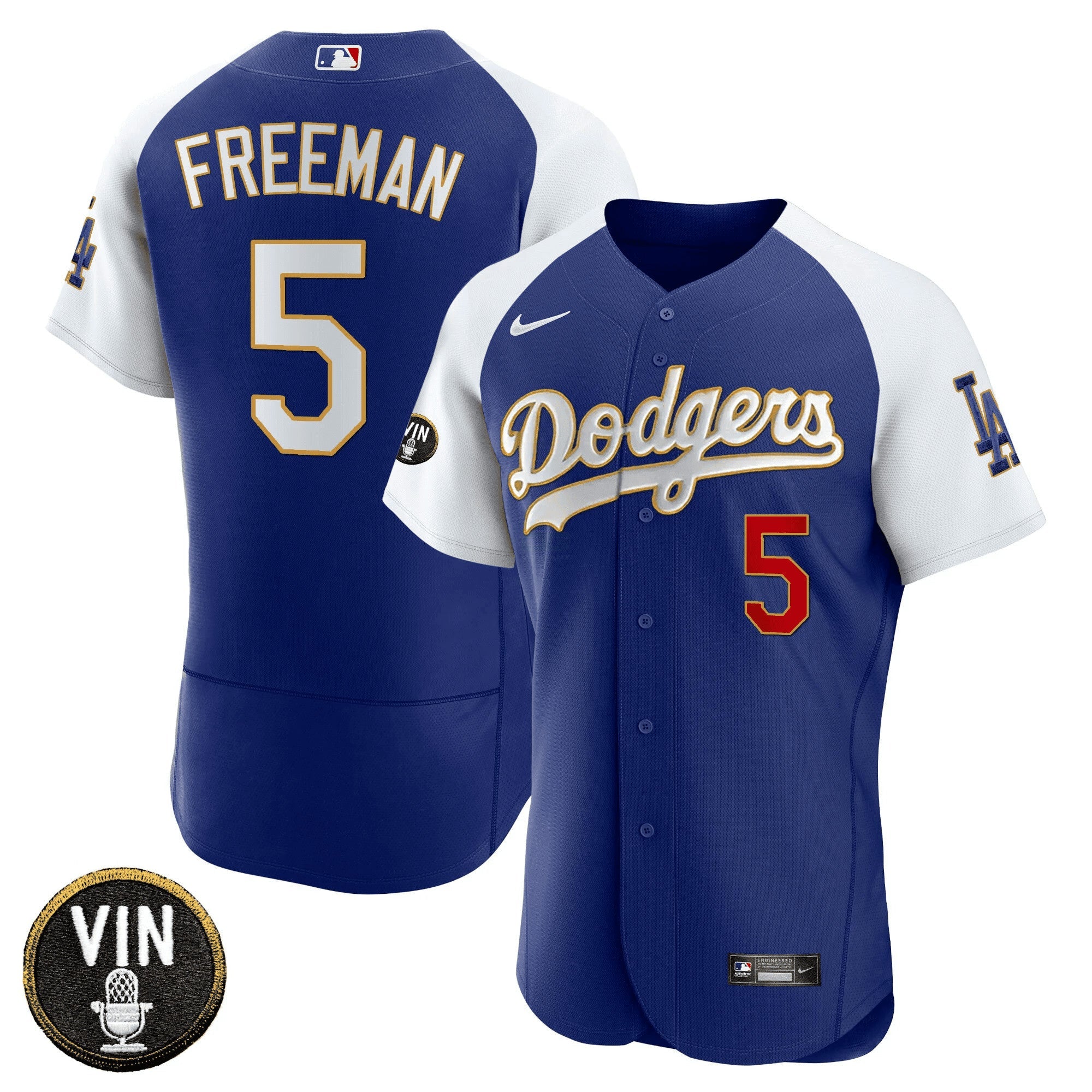 Camisa MLB Men’s Vin Scully Patch Flex Base Dourada Trim Jersey V2