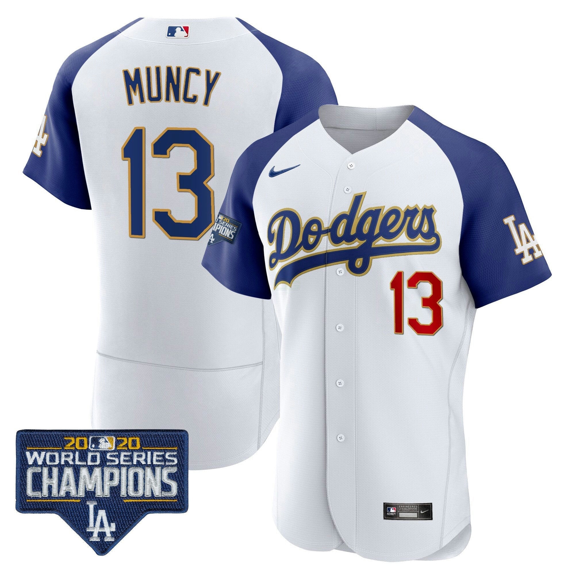 Camisa MLB Men’s World Series Champions Patch Flex Base Dourada Trim Jersey