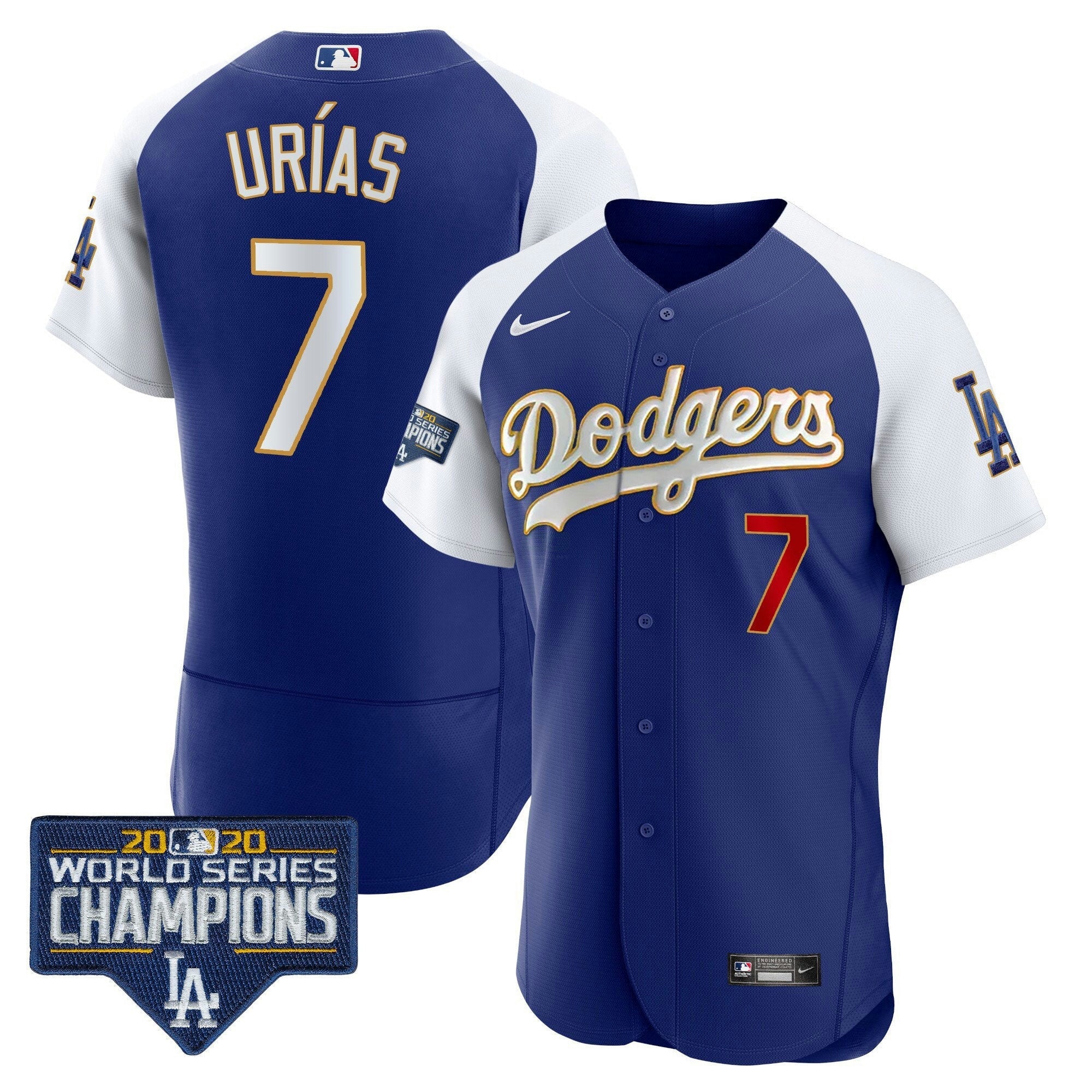 Camisa MLB Men’s World Series Champions Patch Flex Base Dourada Trim Jersey