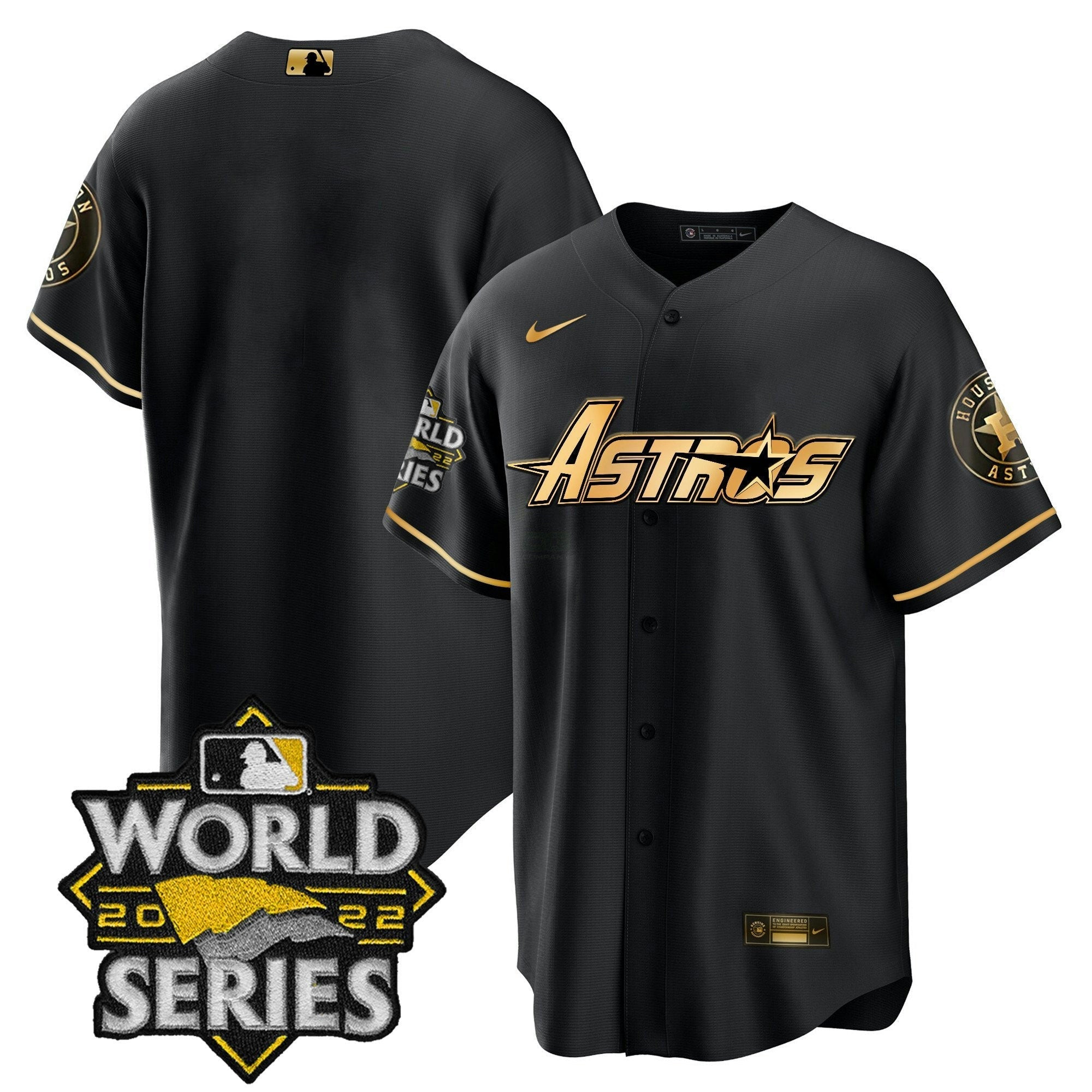 Camisa MLB Men’s World Series & Throwback Patch Dourada Jersey