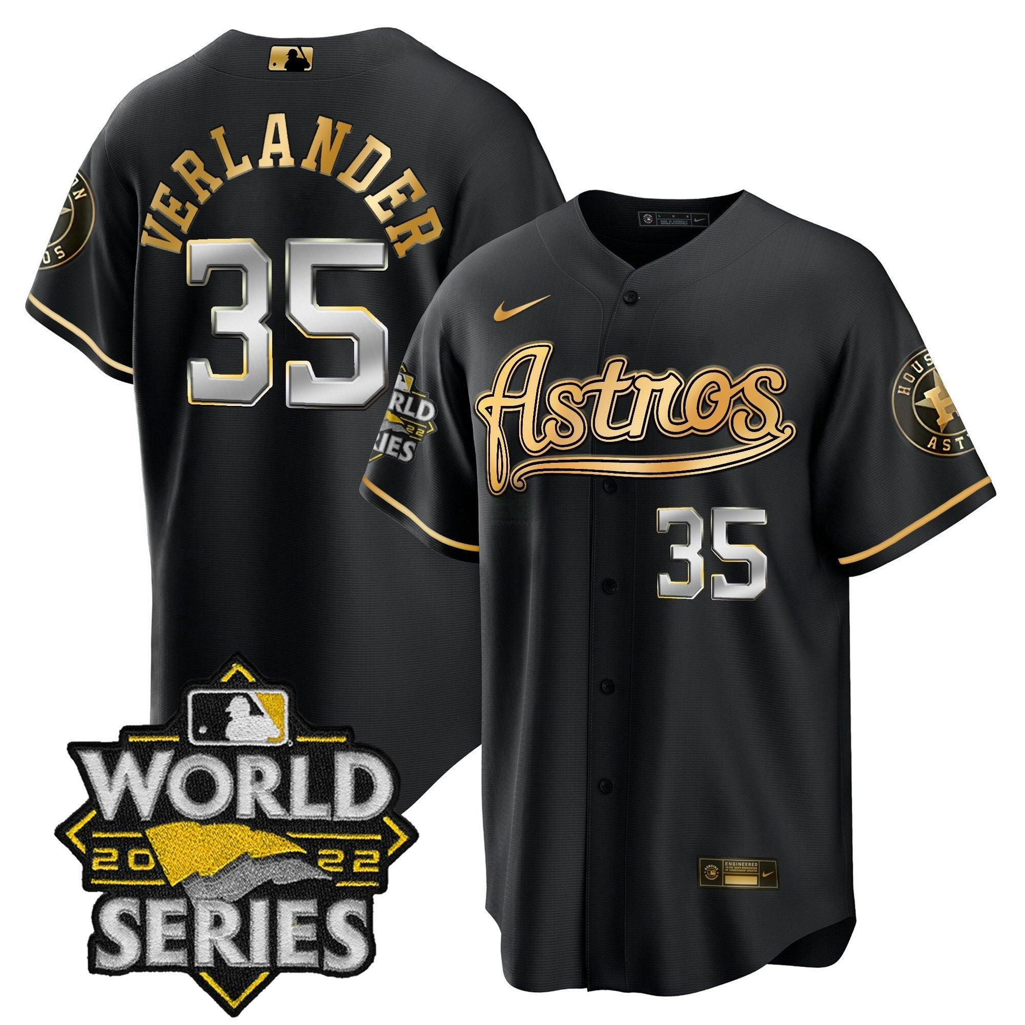 Camisa MLB Men’s World Series & Throwback Patch Dourada Jersey V2