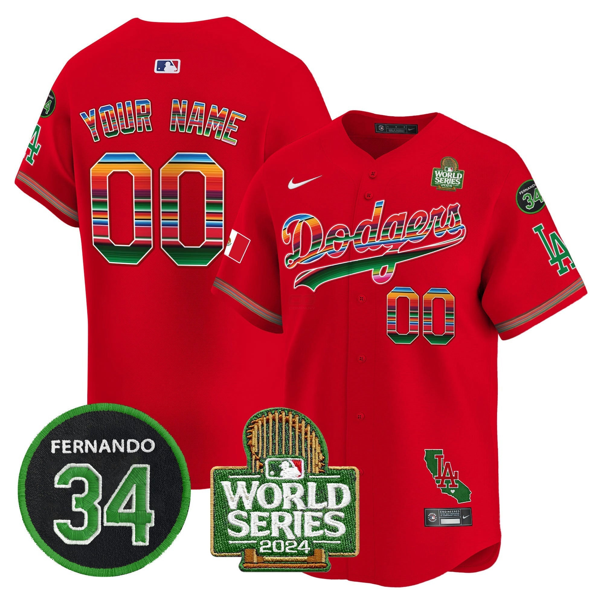 Camisa MLB Mexico Fernando Memorial & 2024 World Series Patch Vapor Premier Limited Jersey V2