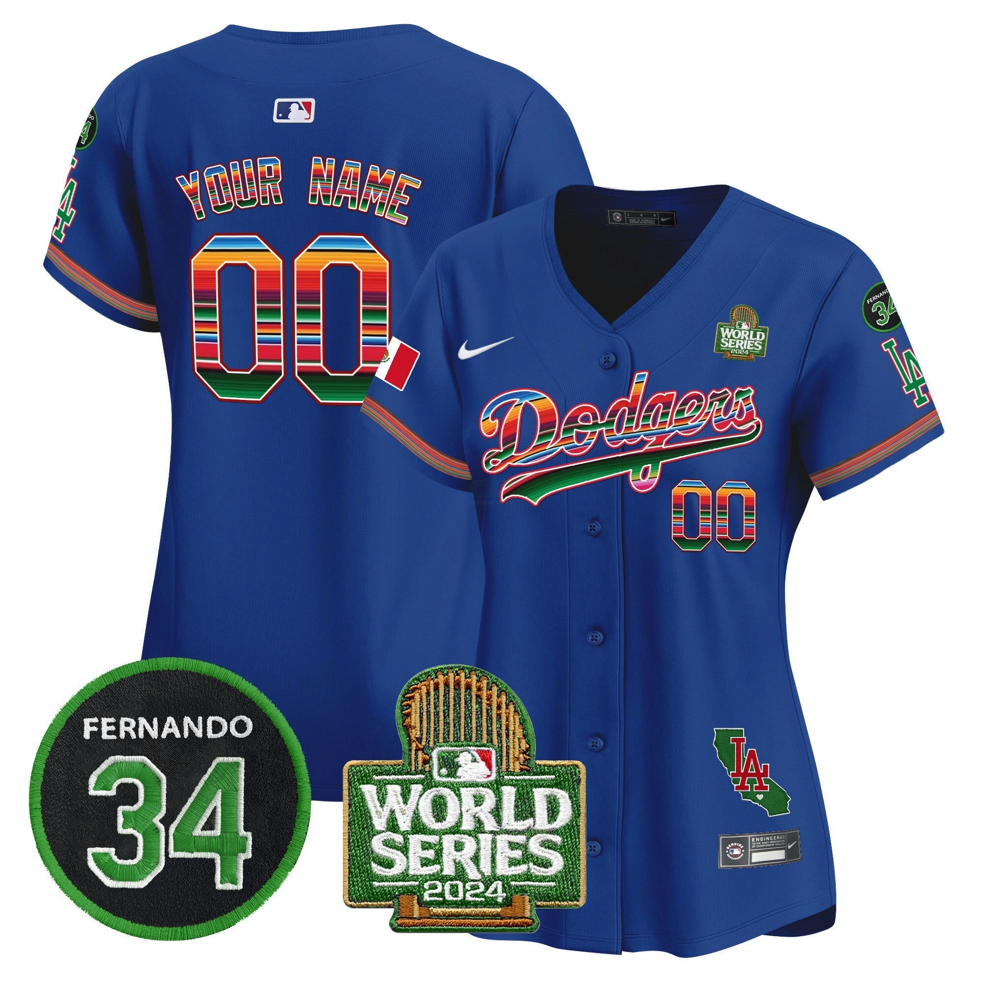 Camisa MLB Mexico Fernando Memorial & 2024 World Series Patch Vapor Premier Limited Jersey V2