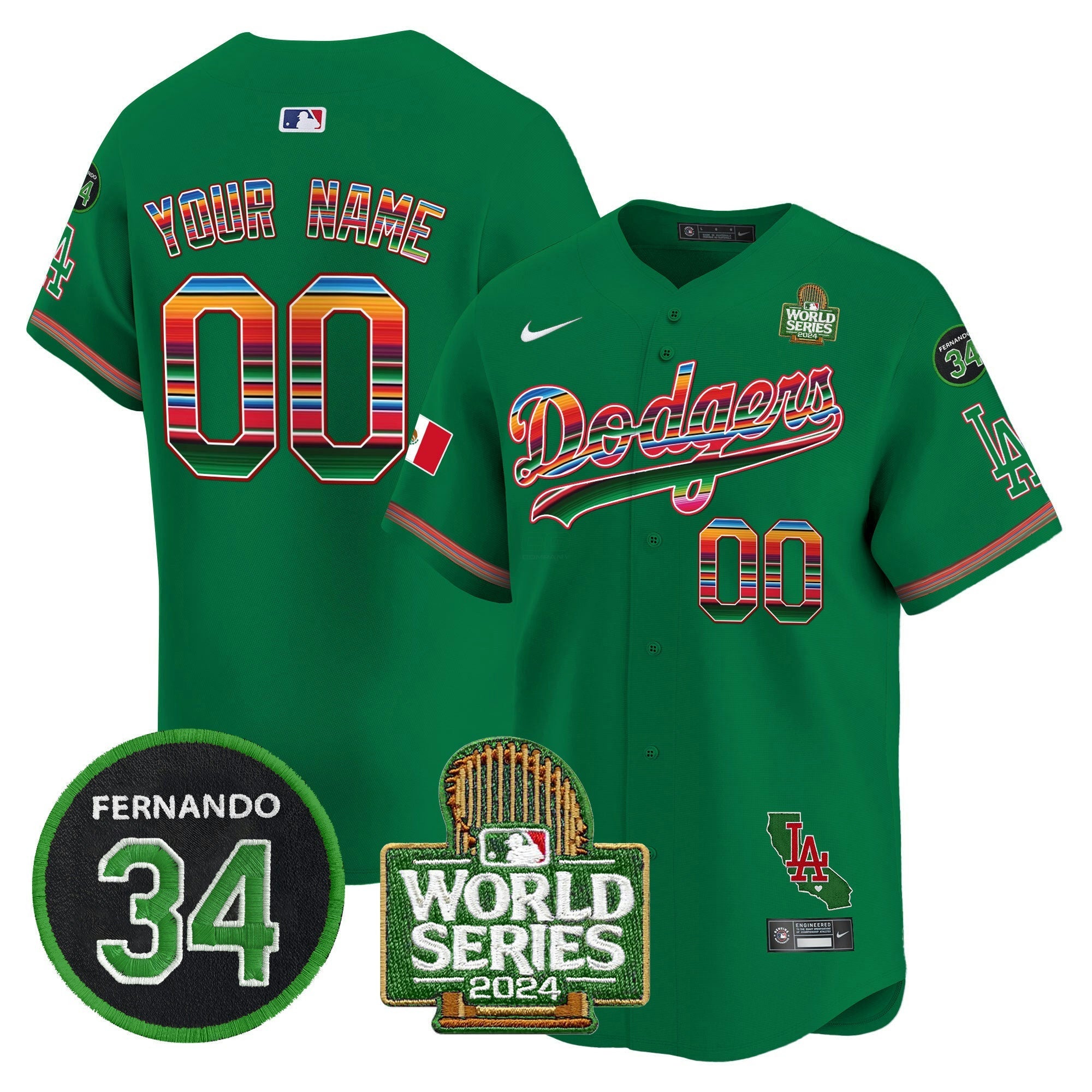 Camisa MLB Mexico Fernando Memorial & 2024 World Series Patch Vapor Premier Limited Jersey V2