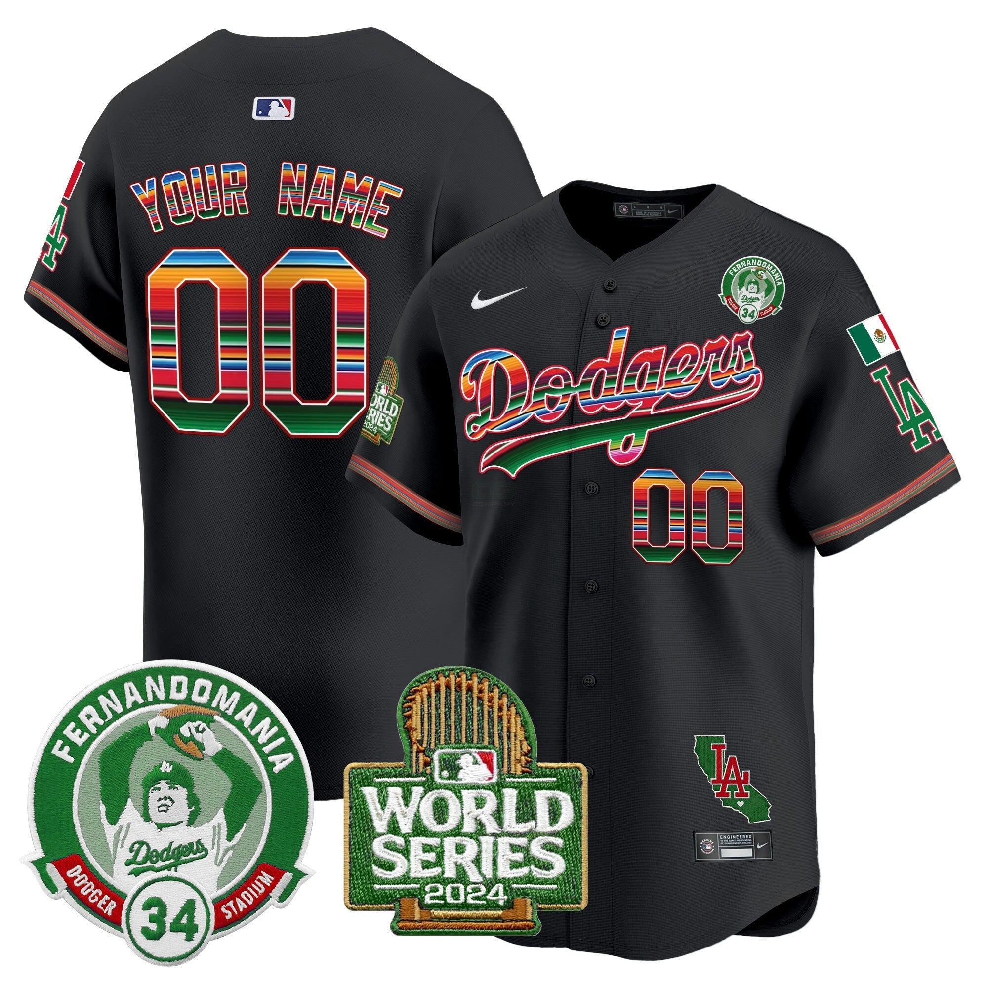 Camisa MLB Mexico Fernando Valenzuela & 2024 World Series Patch Vapor Premier Limited Jersey