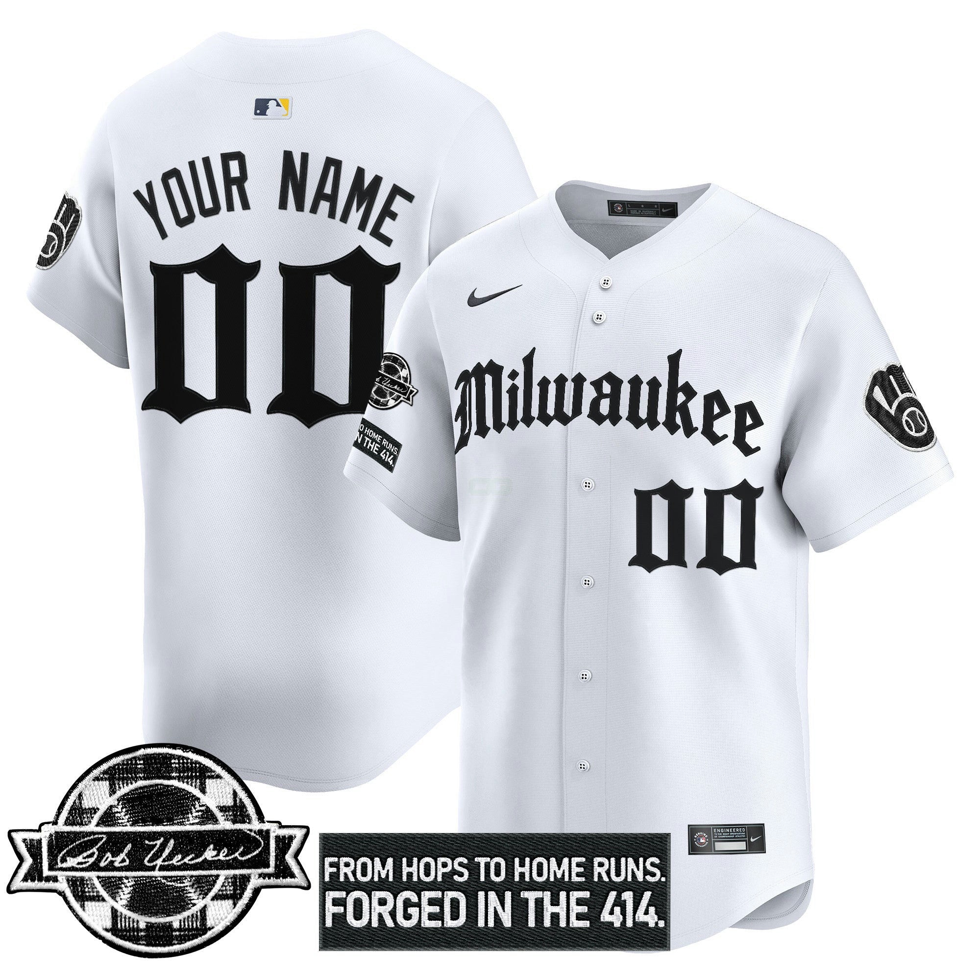 Camisa MLB Milwaukee Bob Uecker Patch Vapor Premier Limited Jersey – Gothic Edition