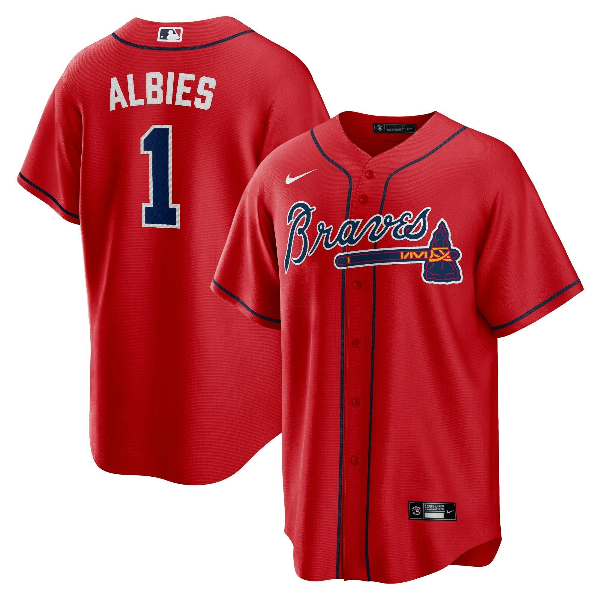 Camisa MLB Ozzie Albies Atlanta Red Jersey - Cool Base