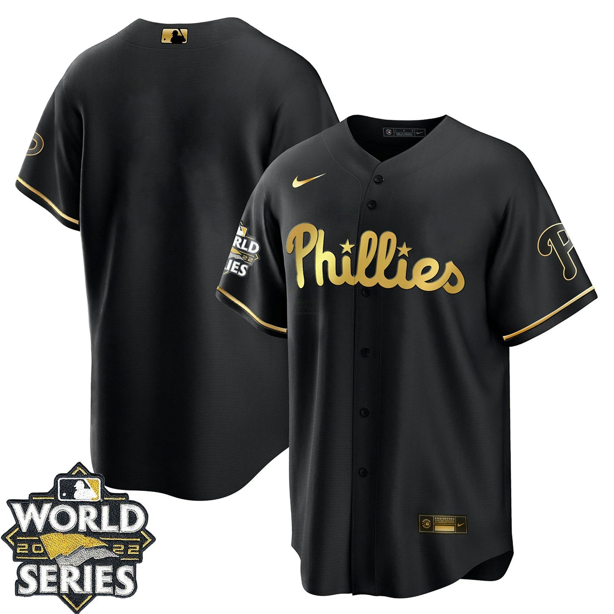 Camisa MLB Philadelphia Preta Dourada & Branca Dourada Team Jersey