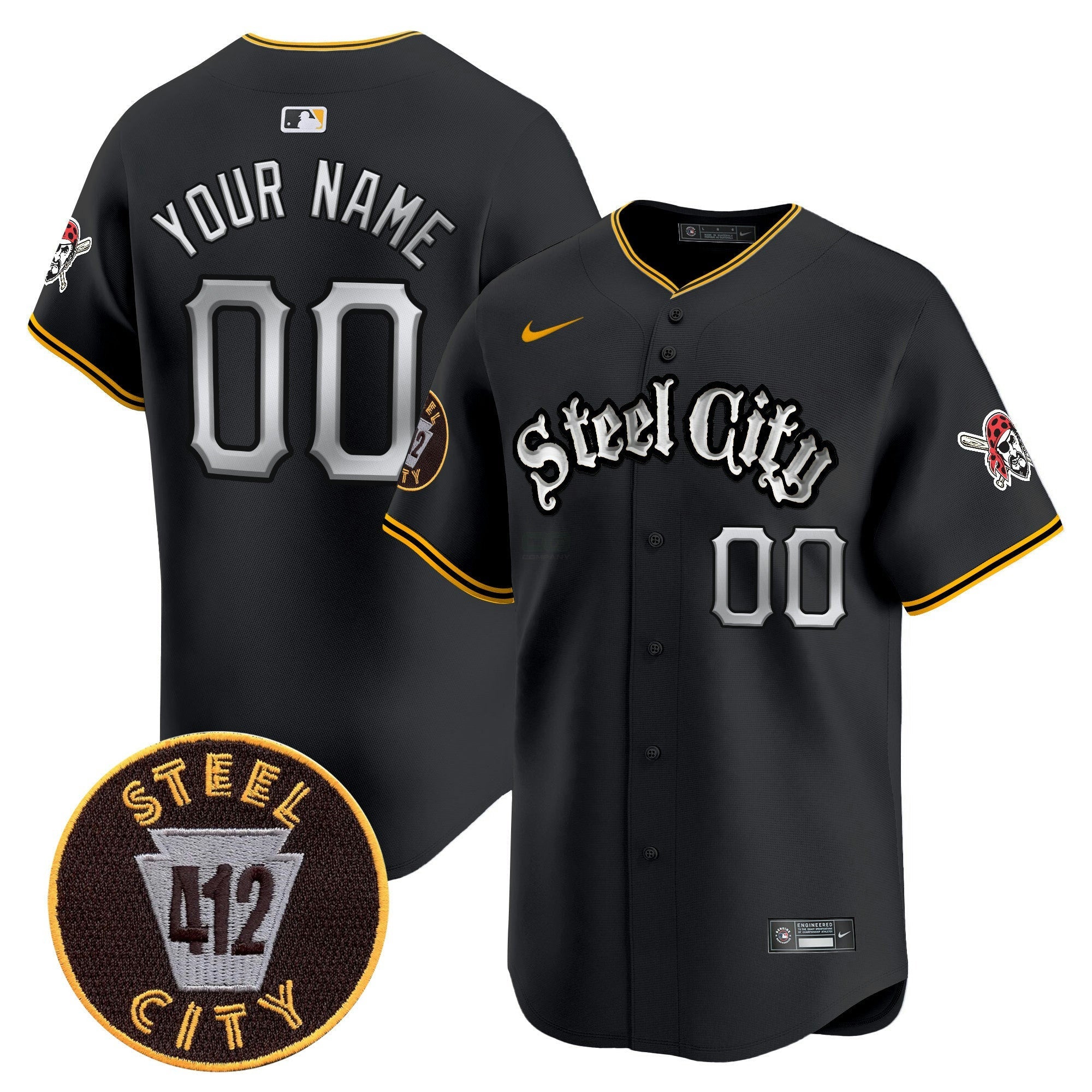 Camisa MLB Pittsburgh 412 Patch Vapor Premier Limited Jersey V2