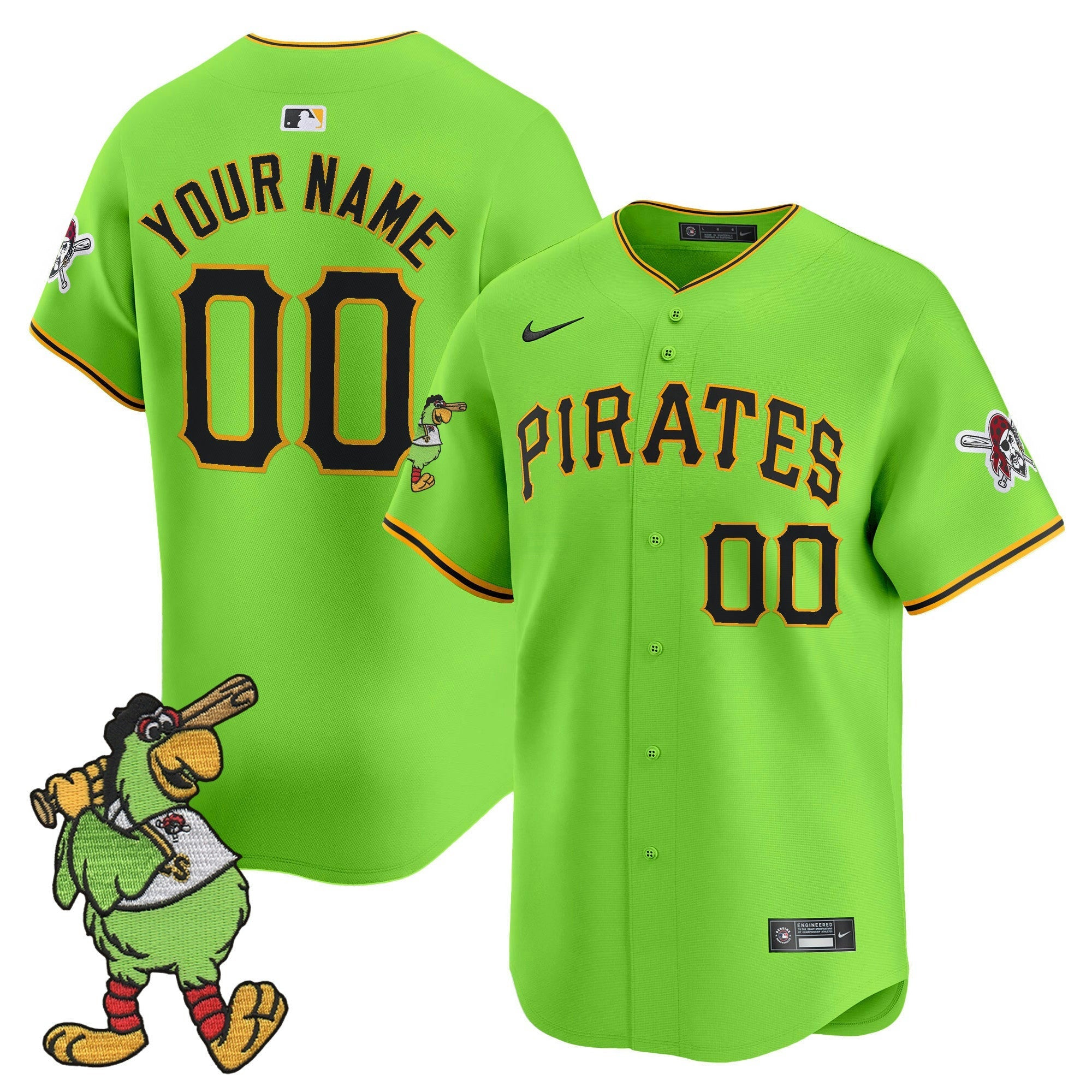 Camisa MLB Pittsburgh Pirate Parrot Patch Vapor Premier Limited Jersey