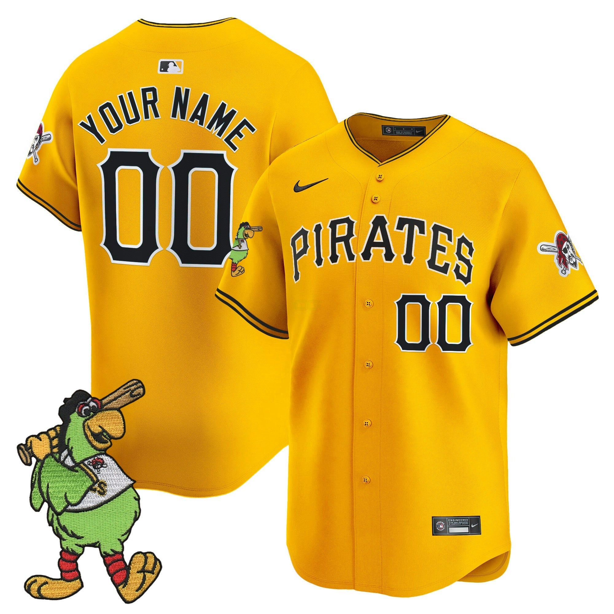 Camisa MLB Pittsburgh Pirate Parrot Patch Vapor Premier Limited Jersey