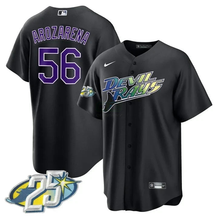 Camisa MLB Randy Arozarena Tampa Bay 25th Anniversary Preta Jersey