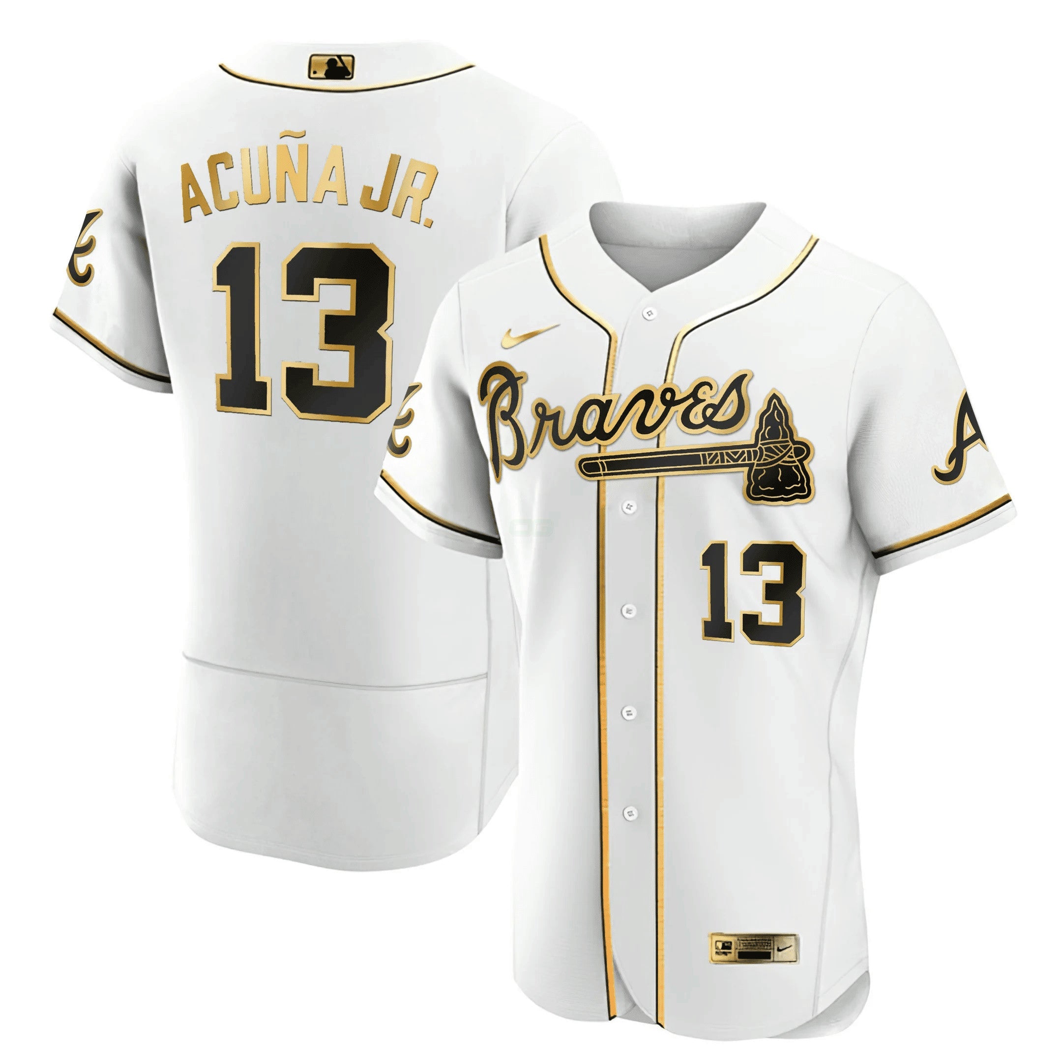 Camisa MLB Ronald Acuña Jr. Atlanta Preta Dourada Jersey
