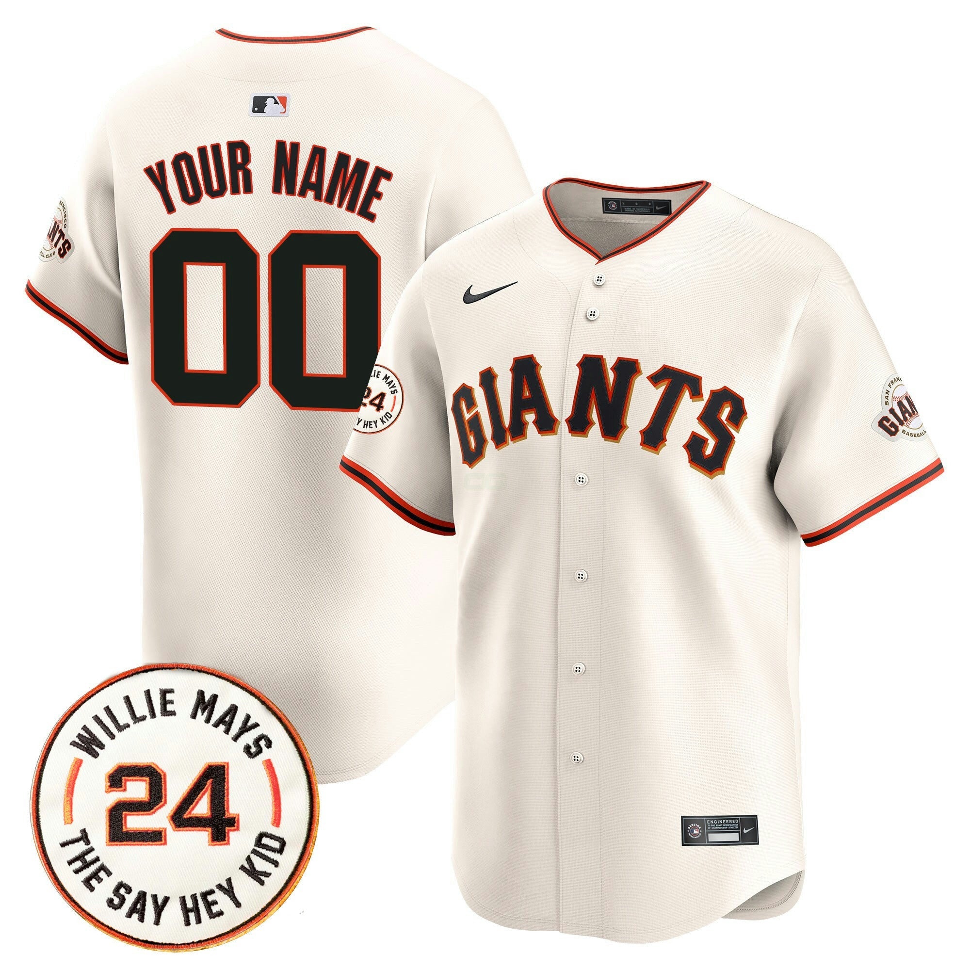 Camisa MLB San Francisco 2025 Willie Mays Patch Vapor Premier Limited Jersey