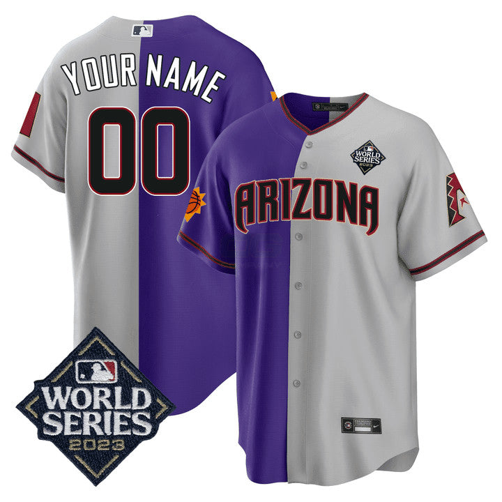 Camisa MLB Split Arizona Dbacks – Suns 2023 World Series Patch Jersey - Preta
