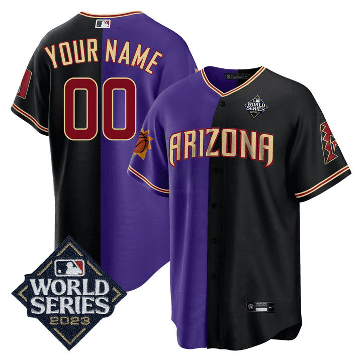 Camisa MLB Split Arizona Dbacks – Suns 2023 World Series Patch Jersey - Preta