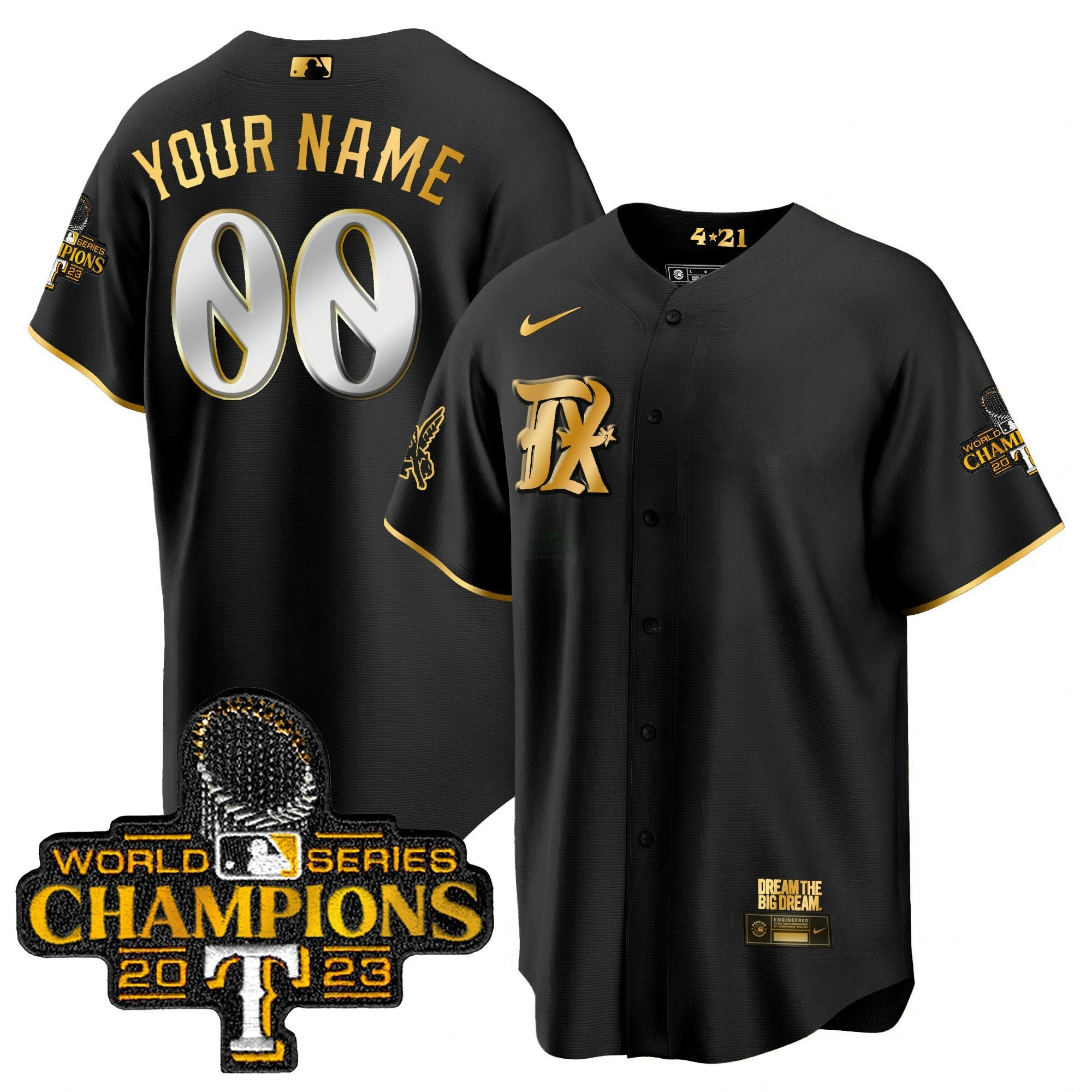 Camisa MLB Texas 2023 World Series Champions City Connect Cool Dourada Jersey