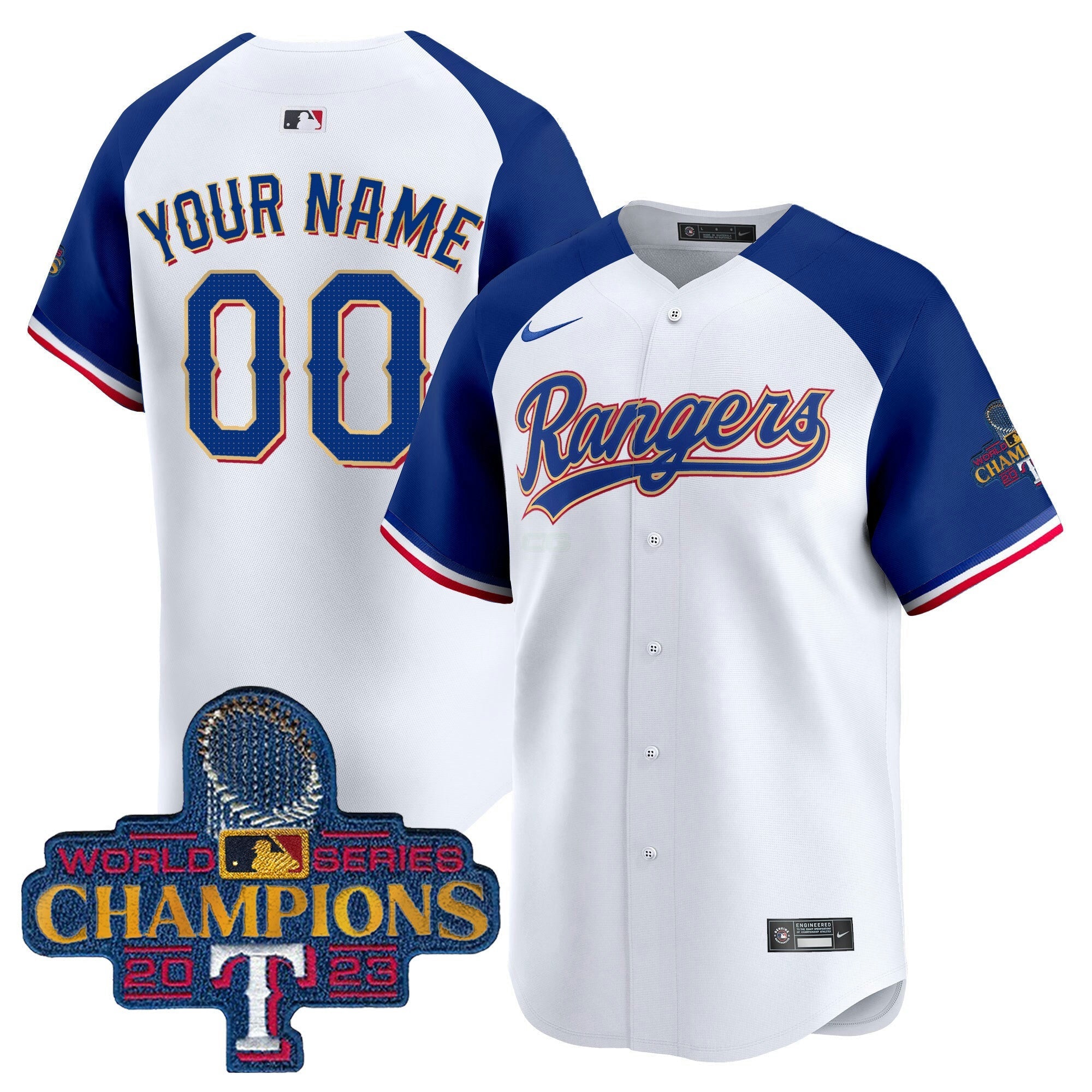 Camisa MLB Texas 2023 World Series Champions Dourada Trim Vapor Premier Limited Jersey