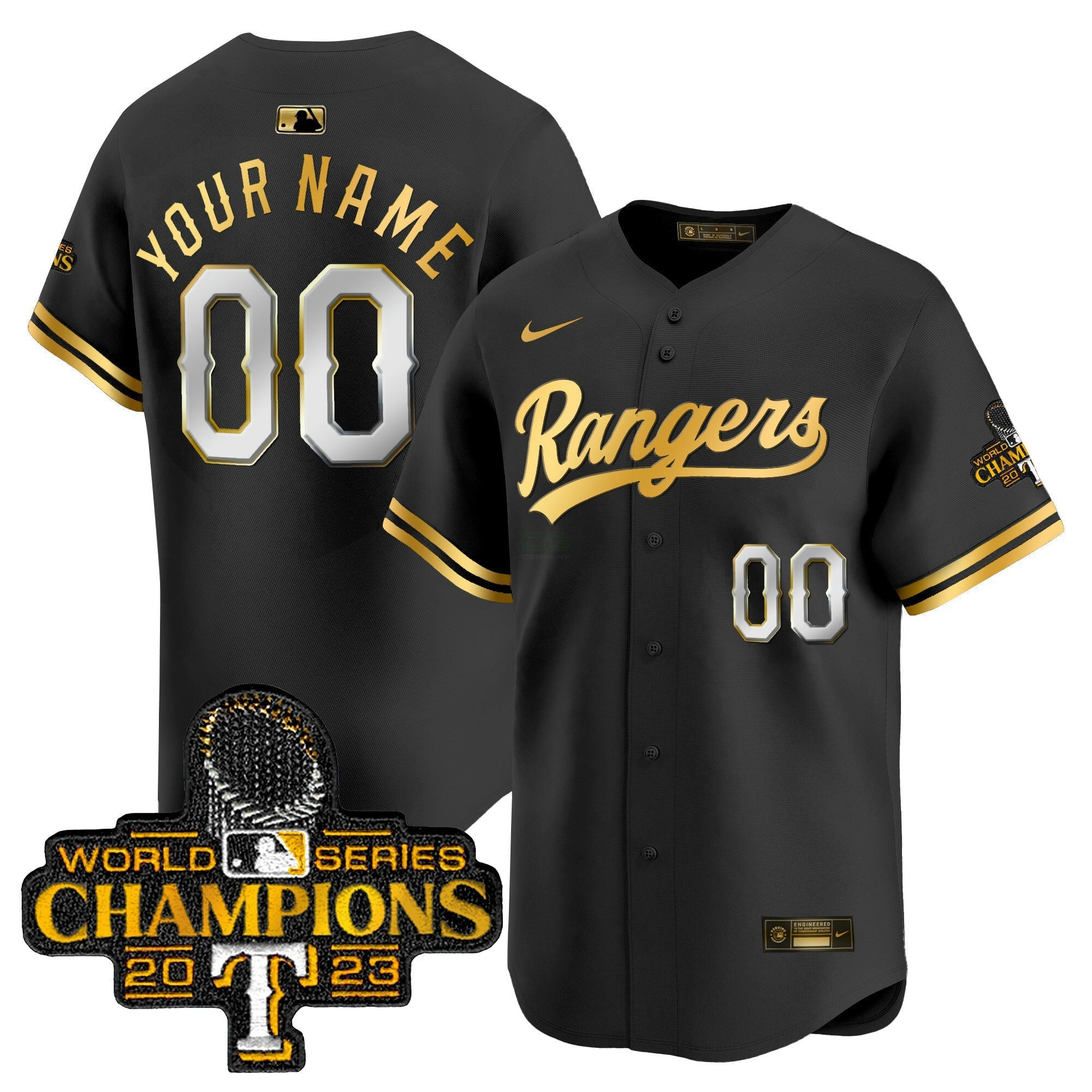 Camisa MLB Texas 2023 World Series Champions Dourada Trim Vapor Premier Limited Jersey